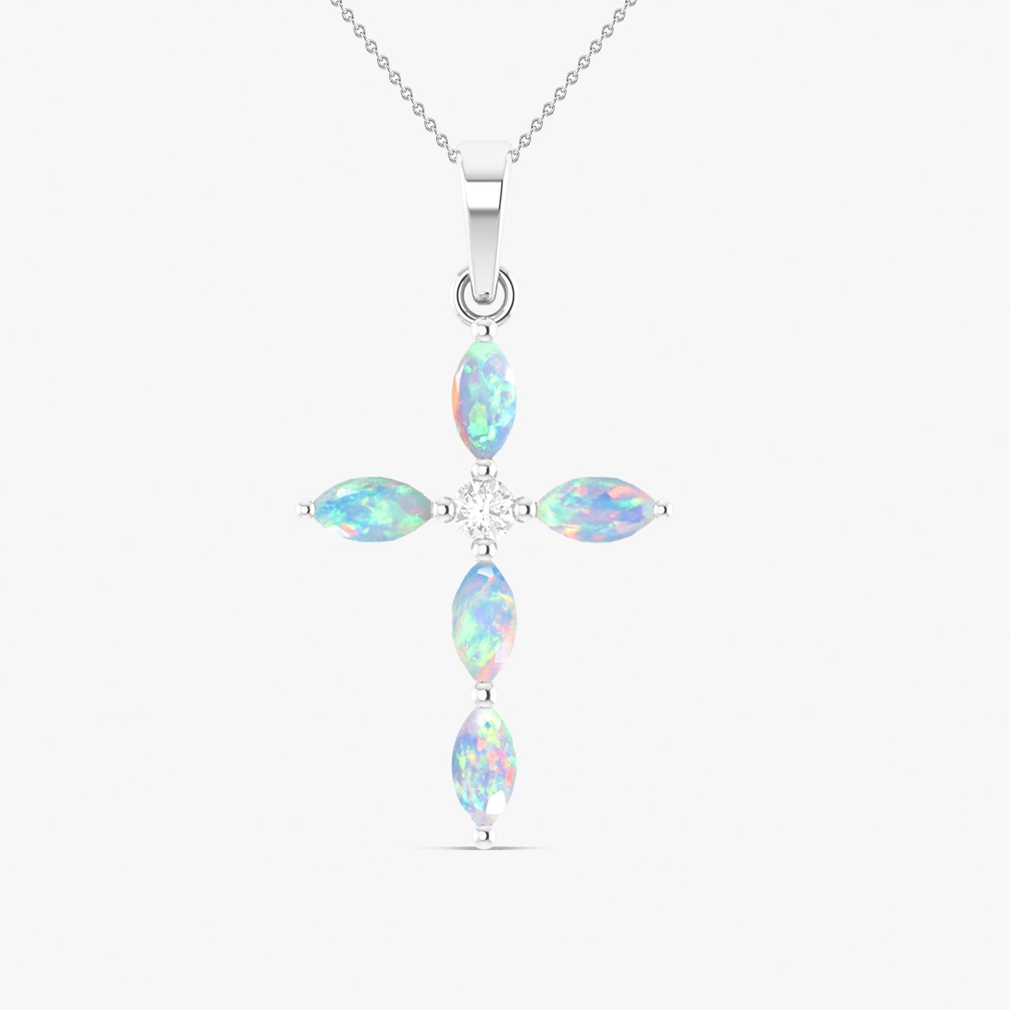 Natural Multi Fire Opal Marquise Shape Gemstone Pendant Necklace - Goodstone Jewels