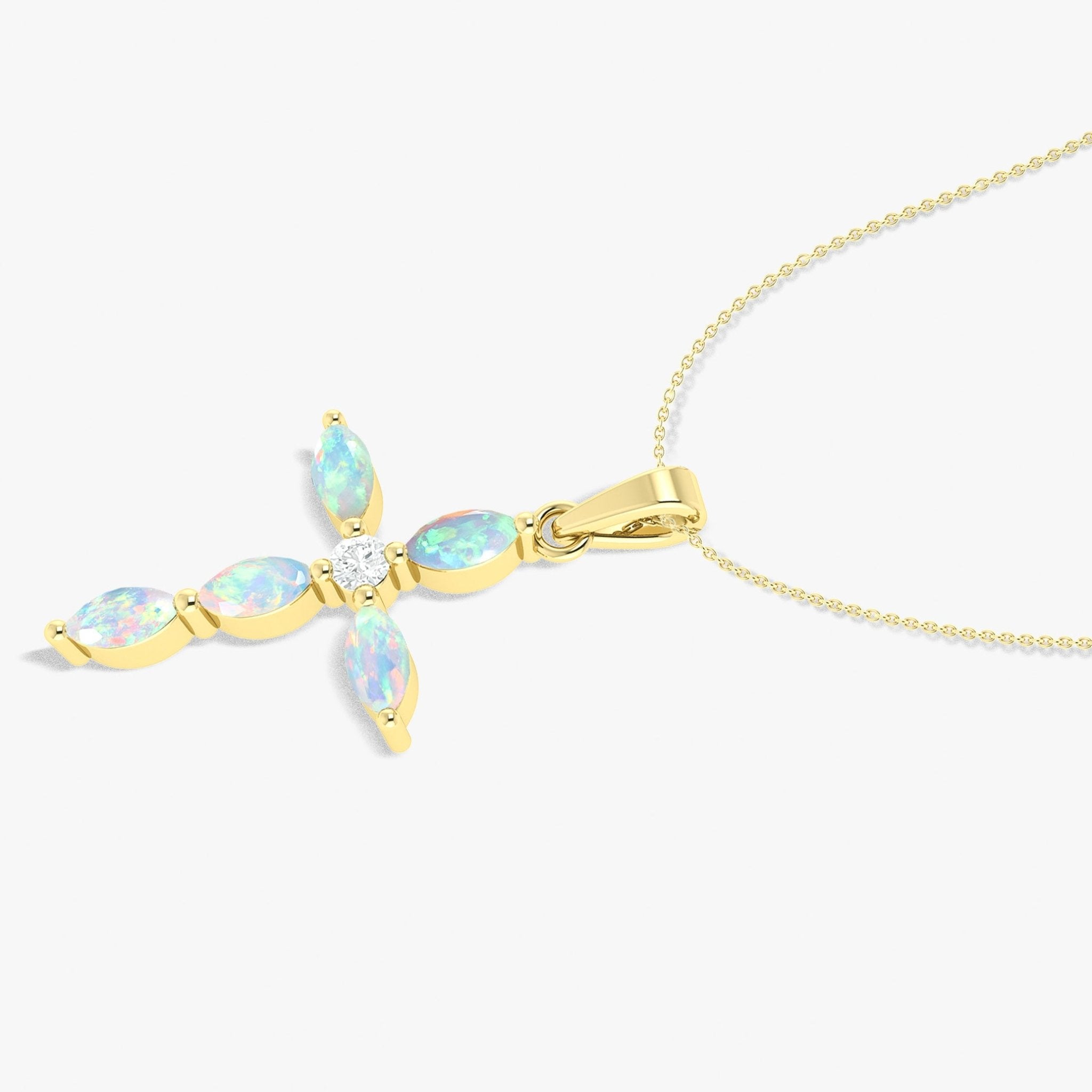Natural Multi Fire Opal Marquise Shape Gemstone Pendant Necklace - Goodstone Jewels