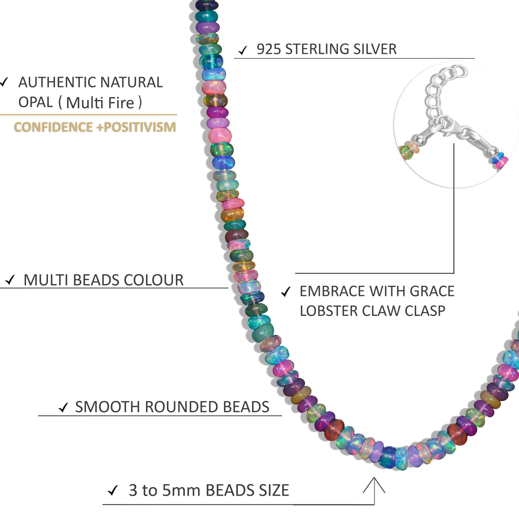 Natural Multi Opal Mix Beaded Necklace for Women - Goodstone Jewels