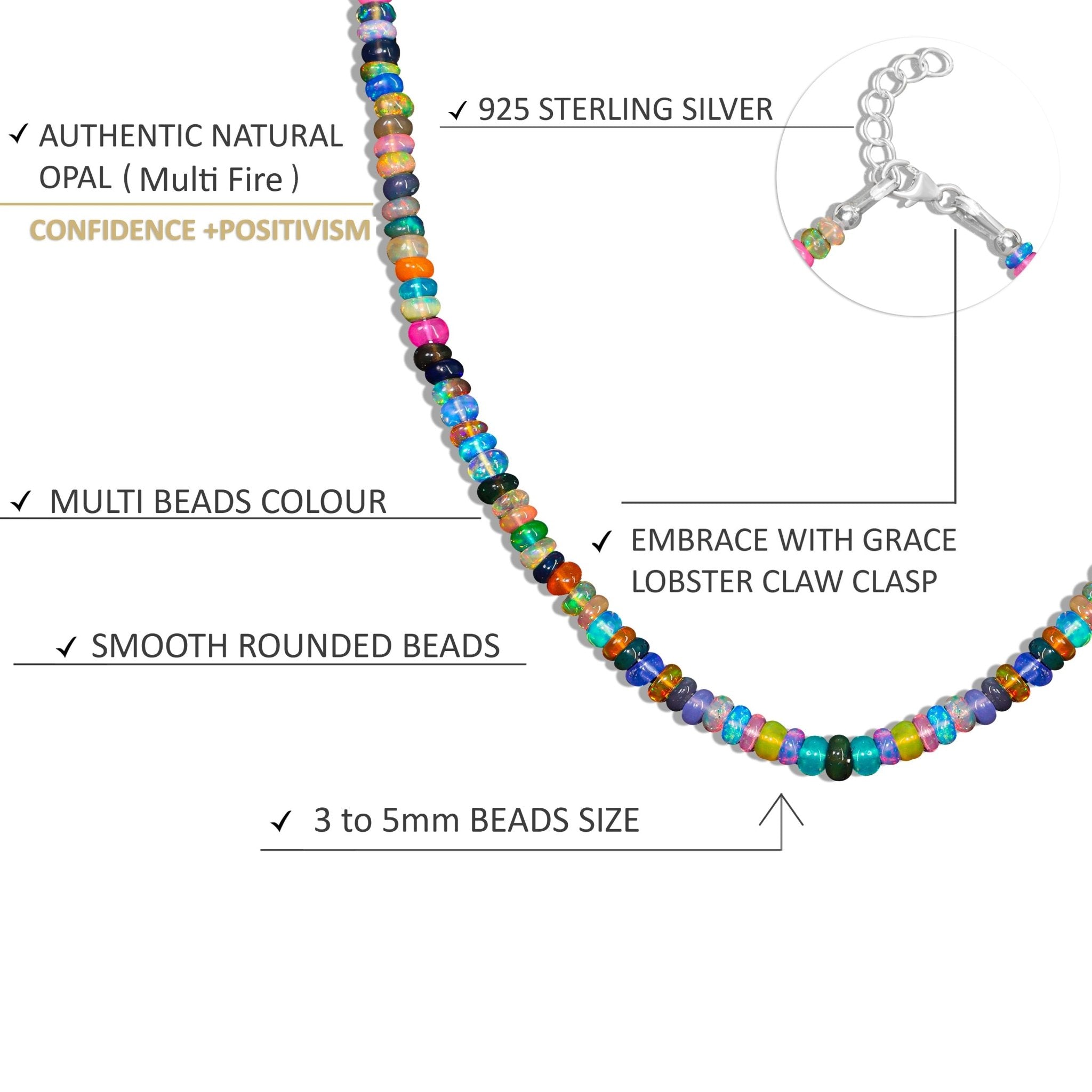 Natural Multi Opal Plain Beaded Necklace - Goodstone Jewels