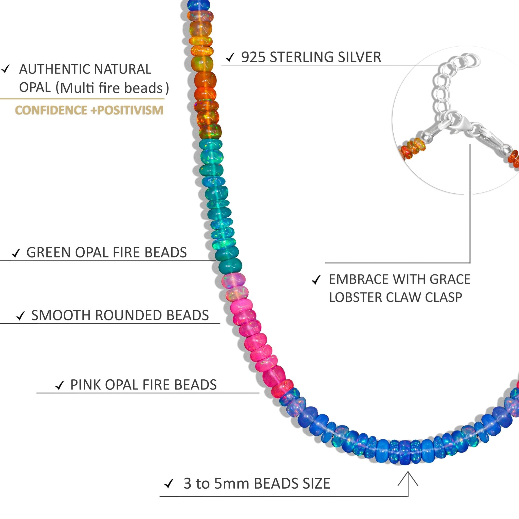 Natural Multicolor Opal Beaded Necklace for Women - Goodstone Jewels