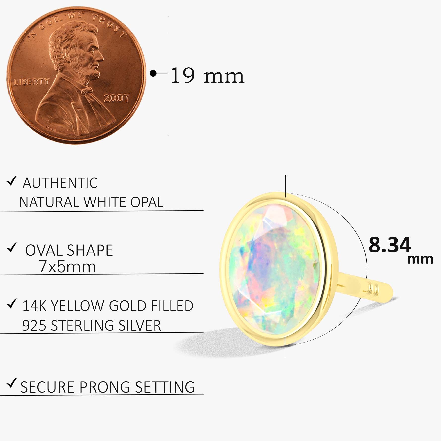 Natural Multifire Oval Opal Stud Earring - Goodstone Jewels