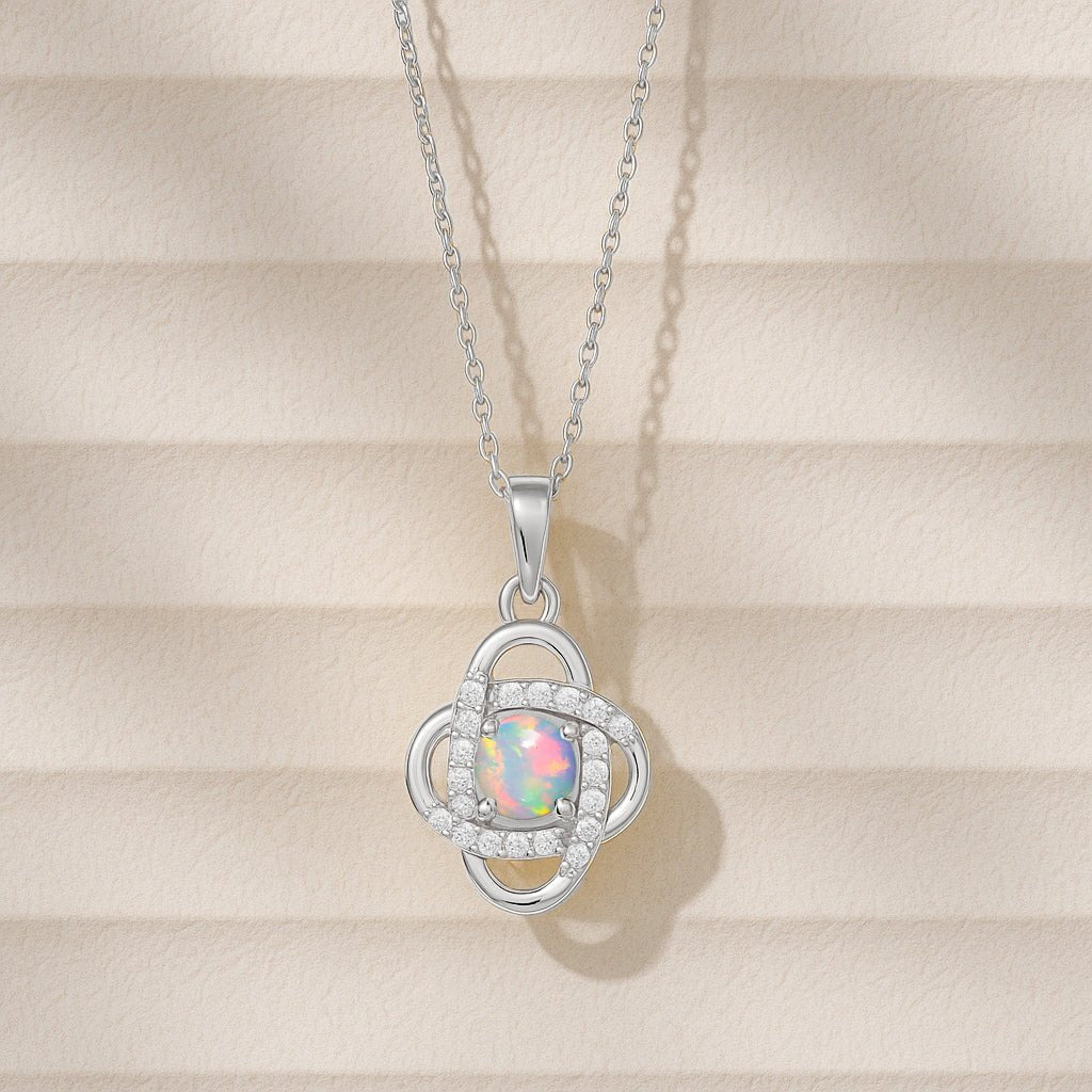 Natural Multifire White Opal Statement Pendant Necklace - Goodstone Jewels