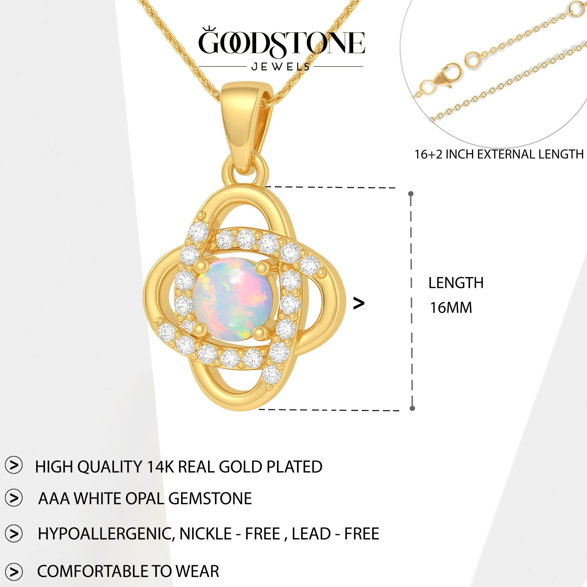 Natural Multifire White Opal Statement Pendant Necklace - Goodstone Jewels