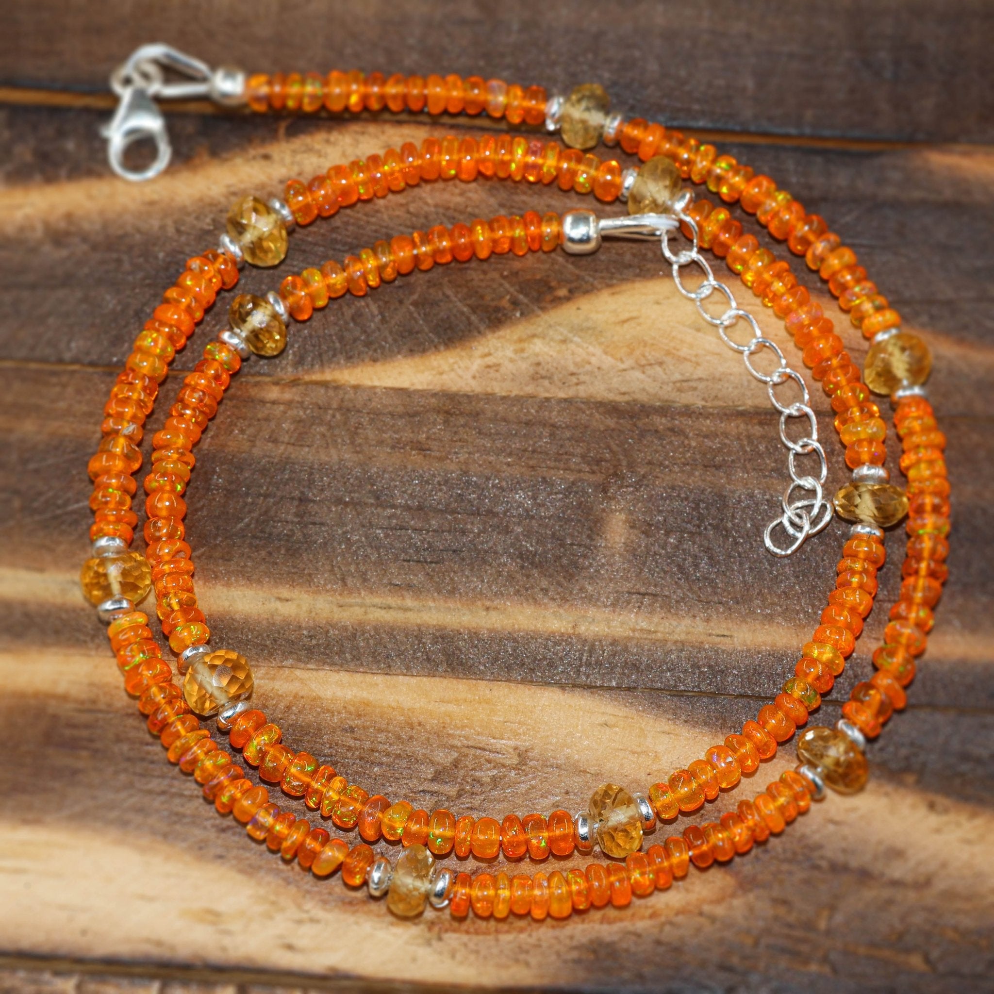 Natural Orange Opal and Citrine Bead Strand Necklace - Goodstone Jewels
