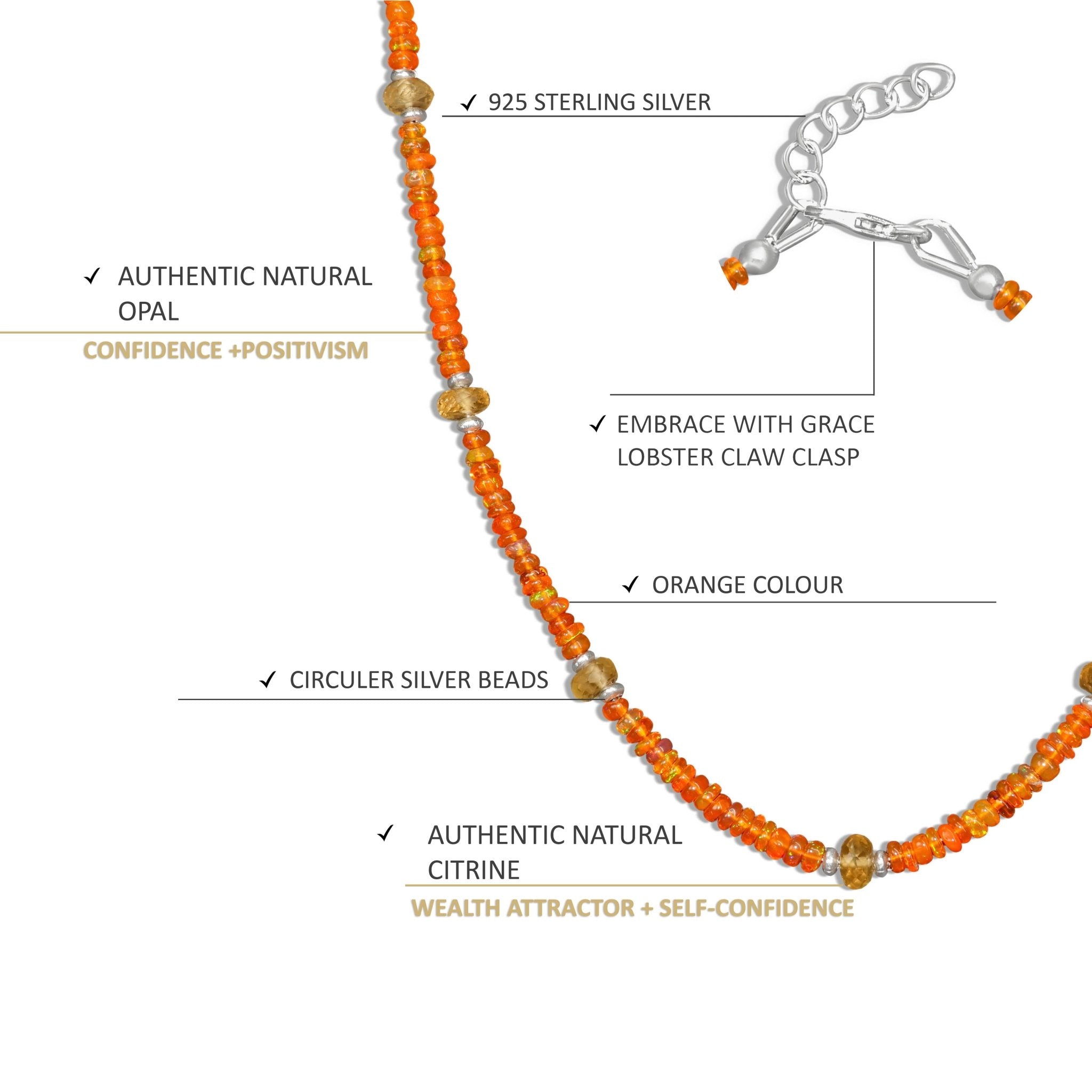 Natural Orange Opal and Citrine Bead Strand Necklace - Goodstone Jewels