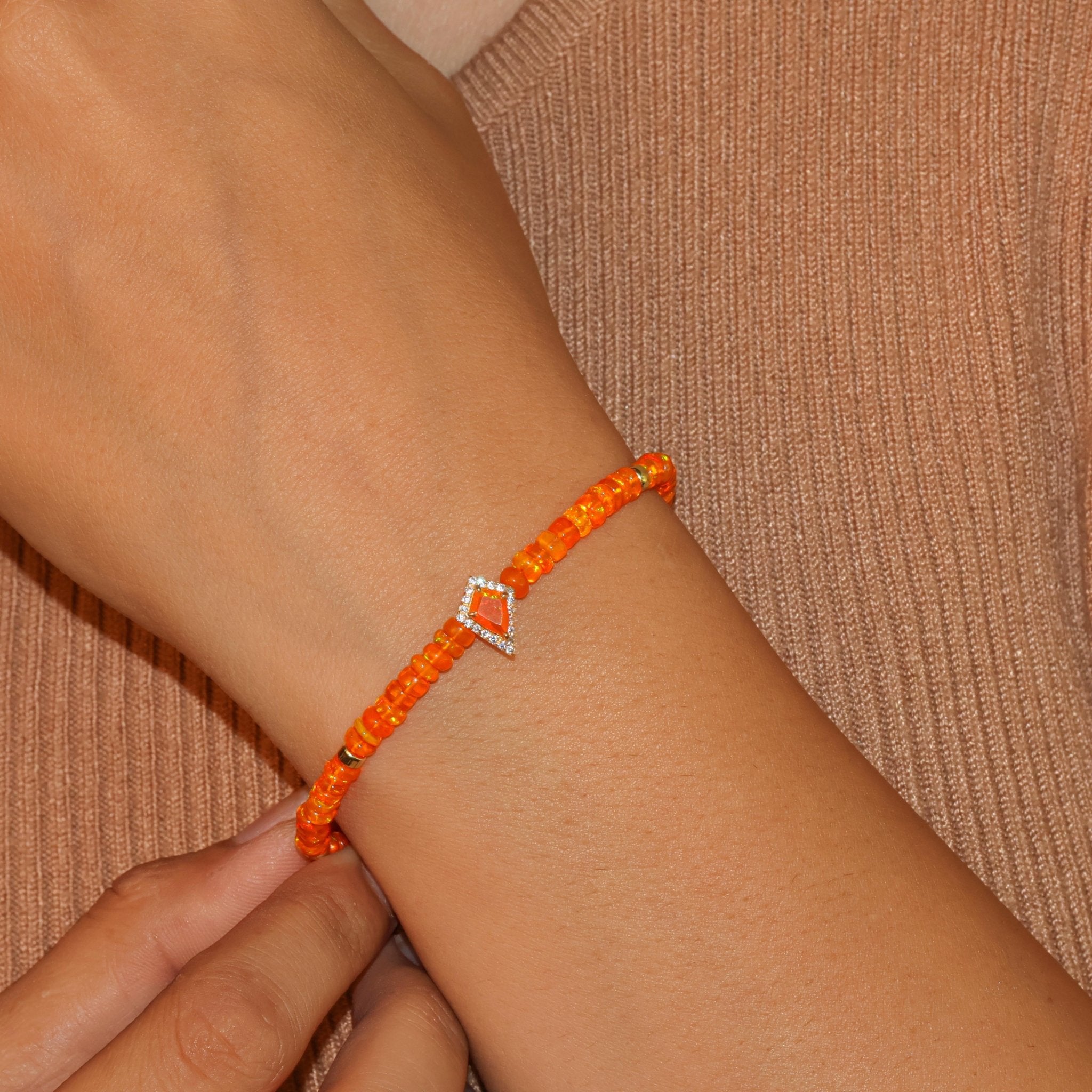 Natural Orange Opal Bracelet 14k Gold Filled Bracelet - Goodstone Jewels