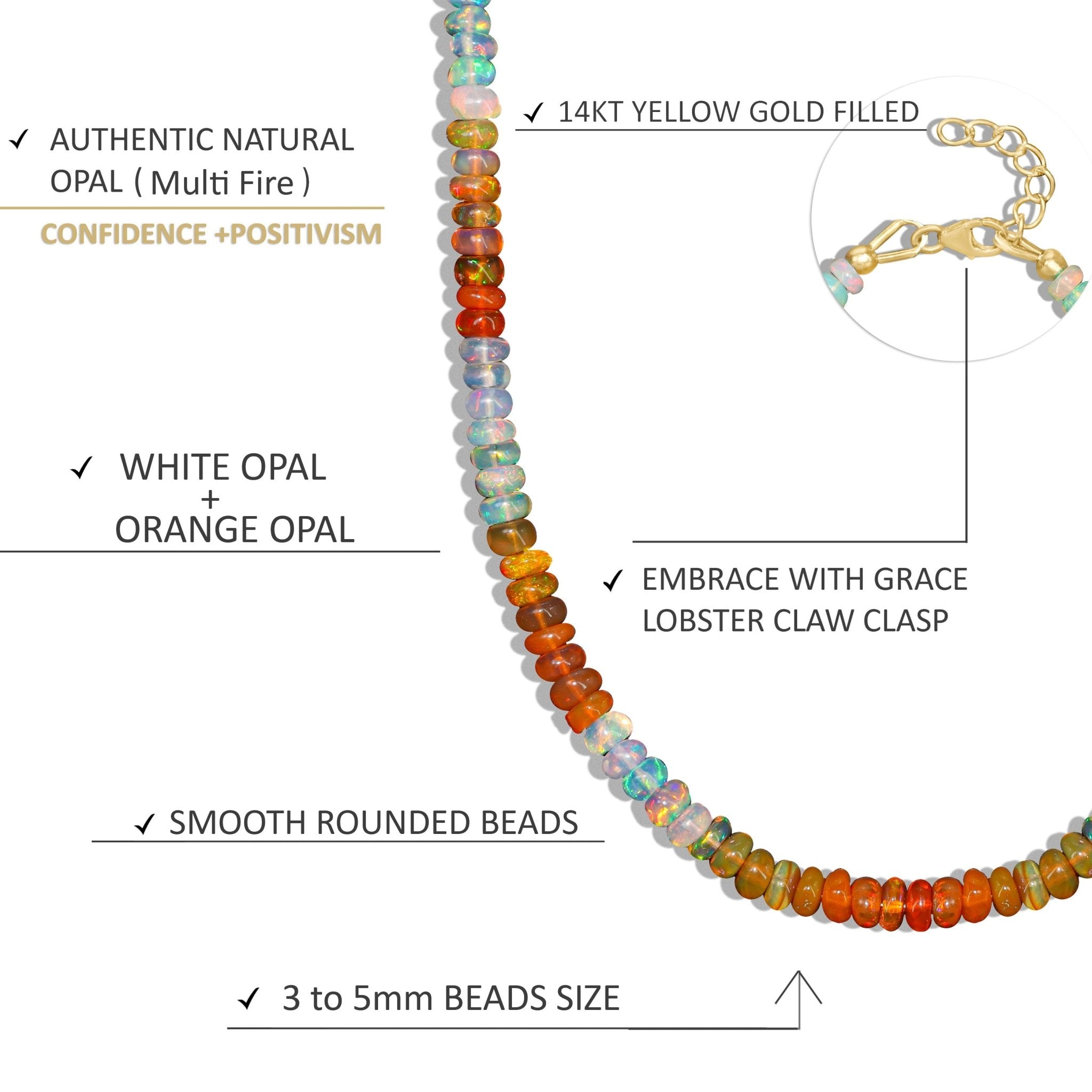 Natural Orange Opal Dual Tone Plain Beaded Necklace - Goodstone Jewels