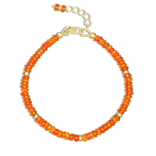Luxury Natural Orange Opal Gemstone Beaded Bracelet