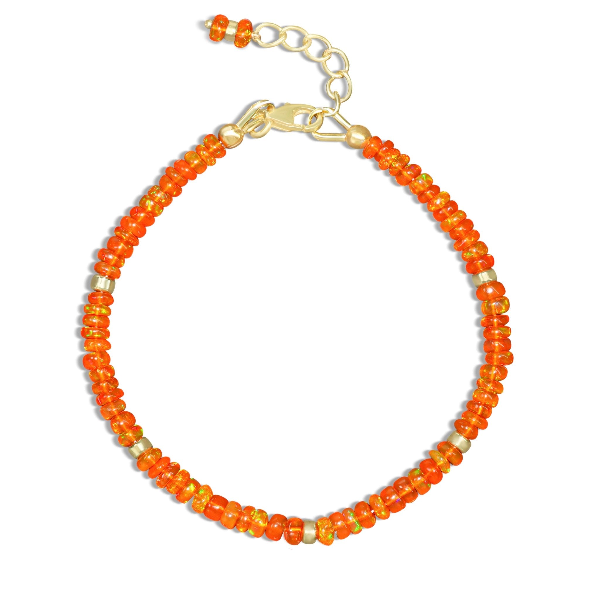 Natural Orange Opal Separator Bead Strand Rondelle Bracelet - Goodstone Jewels