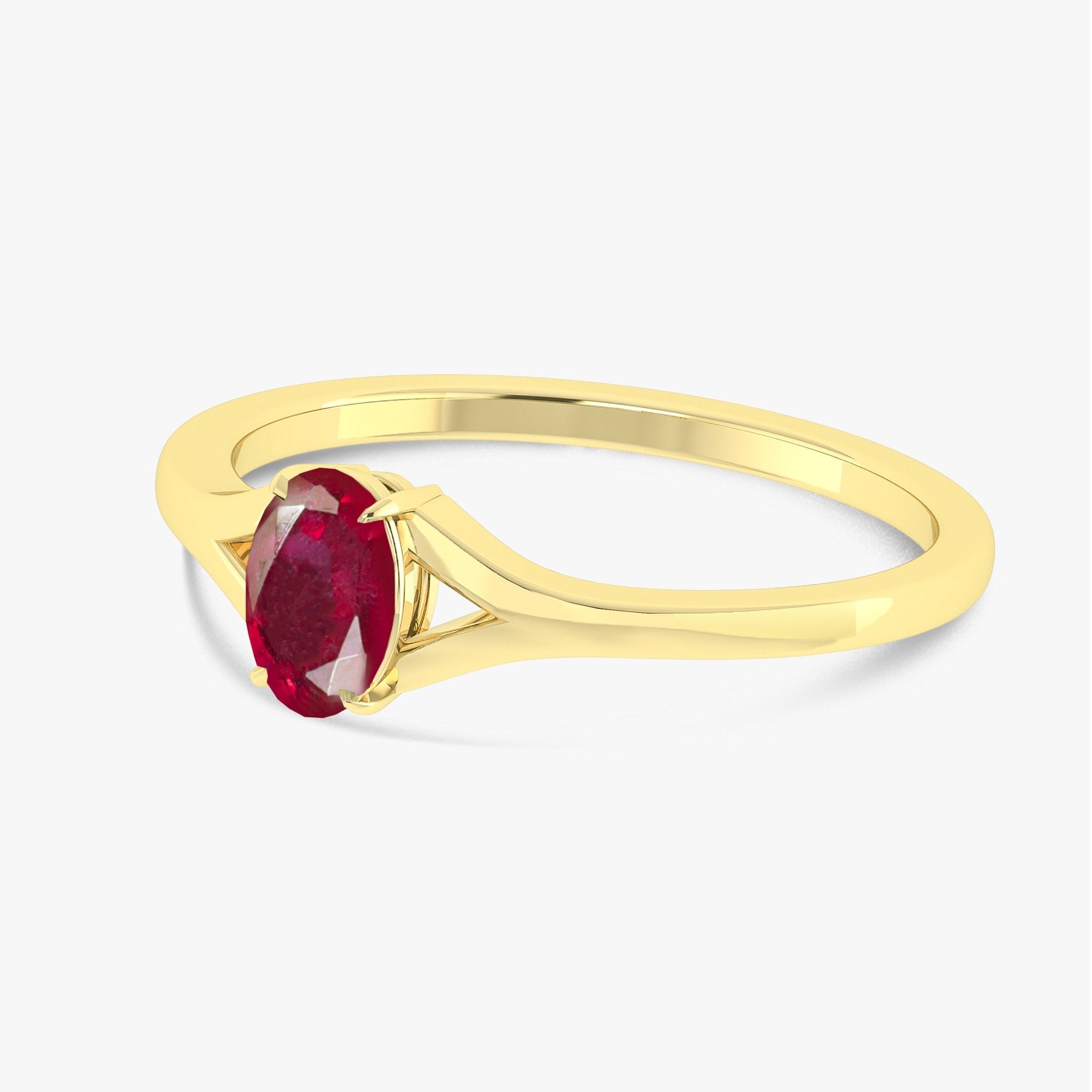 Natural Oval Faceted Red Ruby Ring - Goodstone Jewels