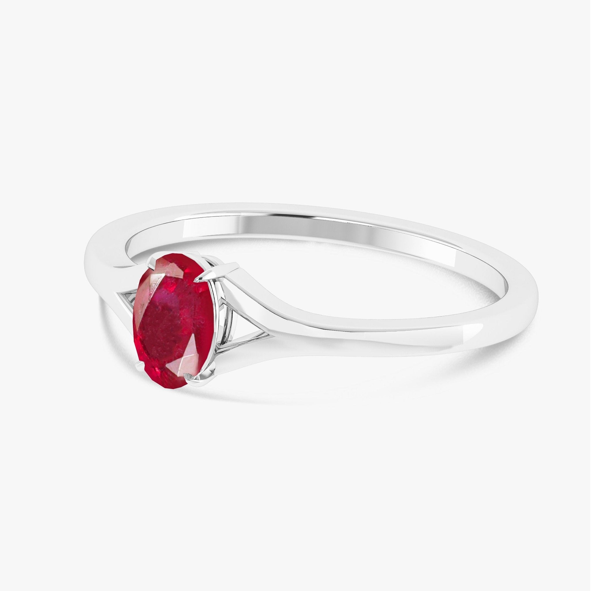 Natural Oval Faceted Red Ruby Ring - Goodstone Jewels