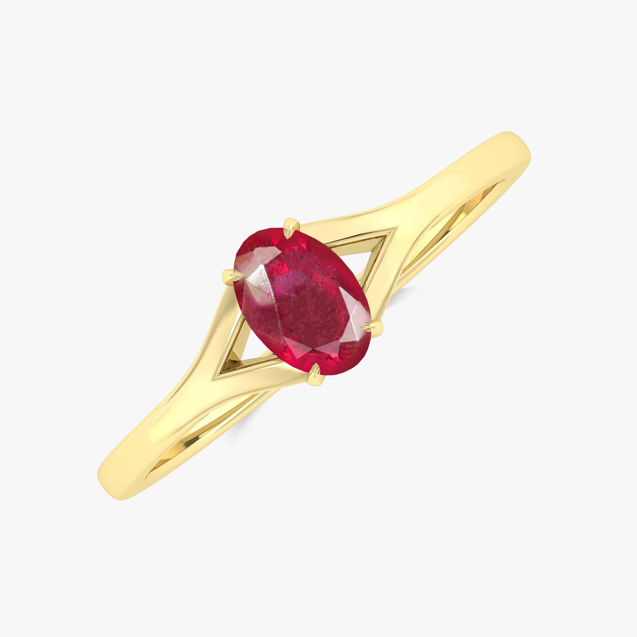 Natural Oval Faceted Red Ruby Ring - Goodstone Jewels