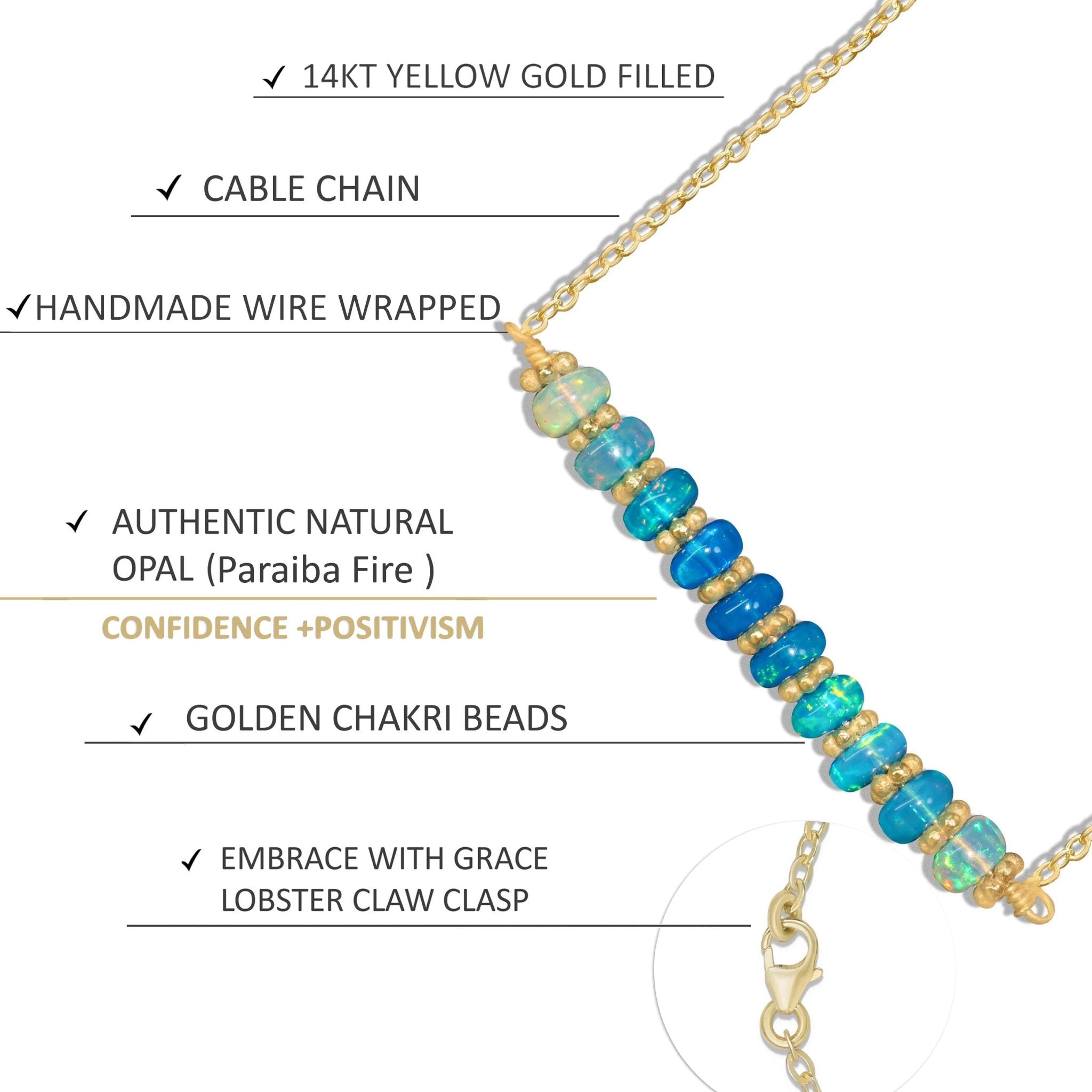 Natural Paraiba Opal Bar Chain Necklace for Women - Goodstone Jewels
