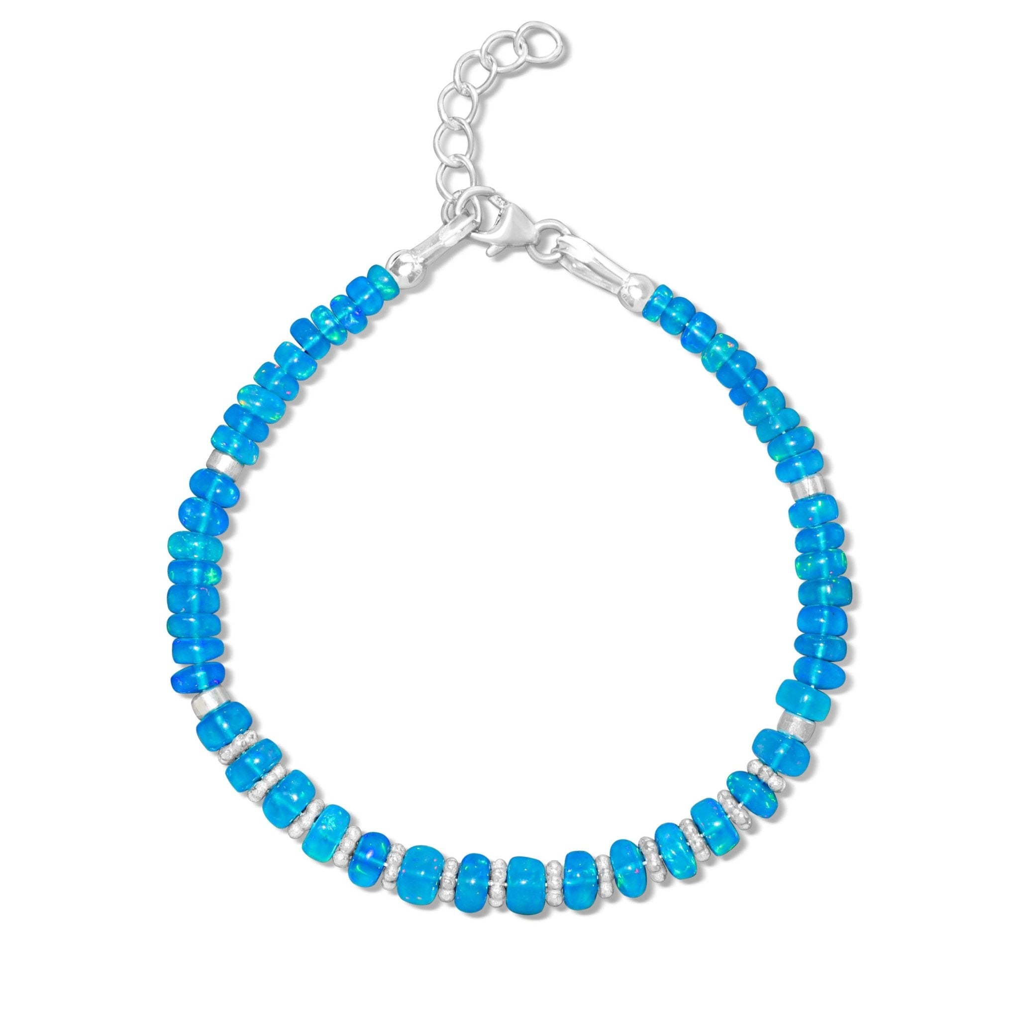 Natural Paraiba Opal Separator Rondelle Beaded Bracelet - Goodstone Jewels