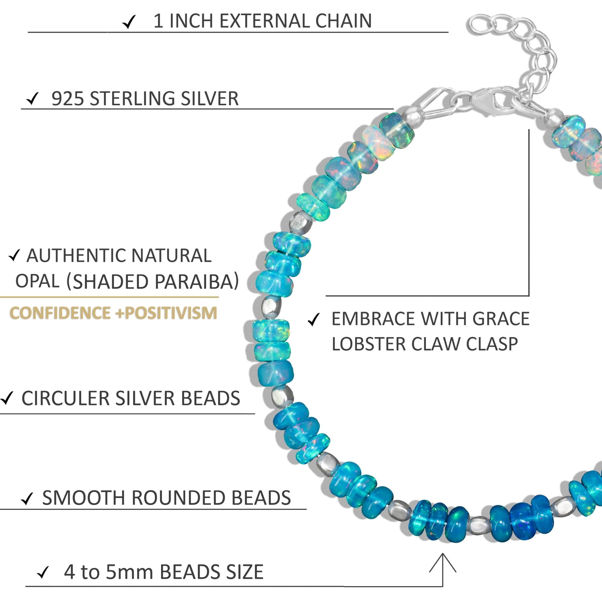 Natural Paraiba Opal Shaded Dainty Beaded Bracelet Gold Filled Handmade Bracelets - Goodstone Jewels