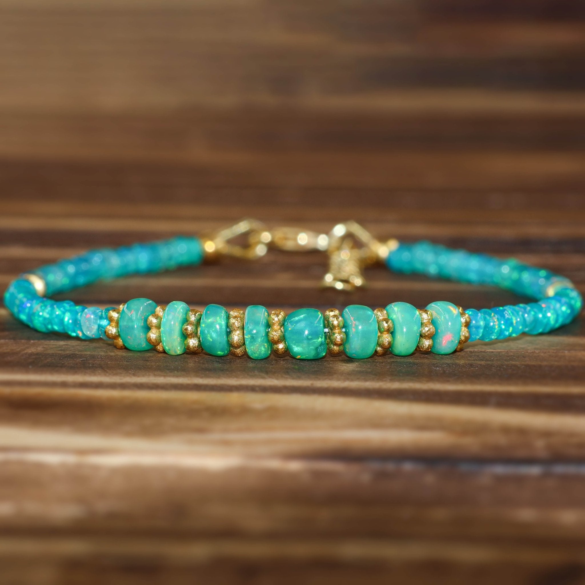 Natural Paraiba Opal Smooth Beads Handmade Bracelet - Goodstone Jewels