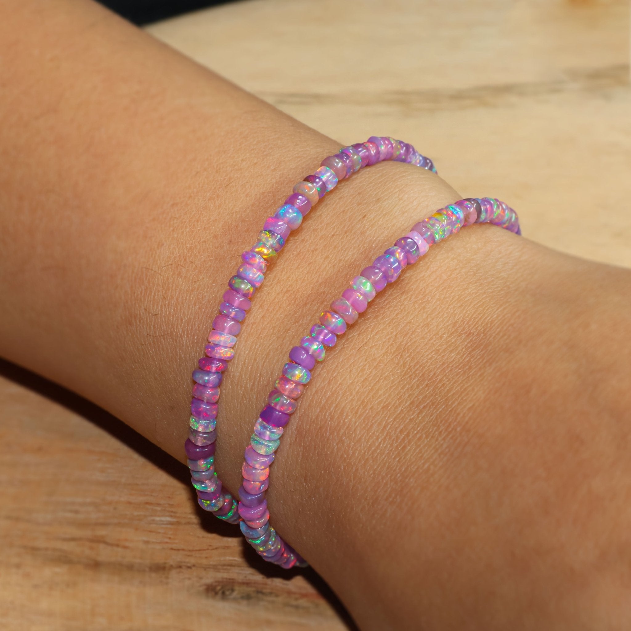 Natural Purple Opal 2 Strand Plain Beaded Handmade Bracelet - Goodstone Jewels