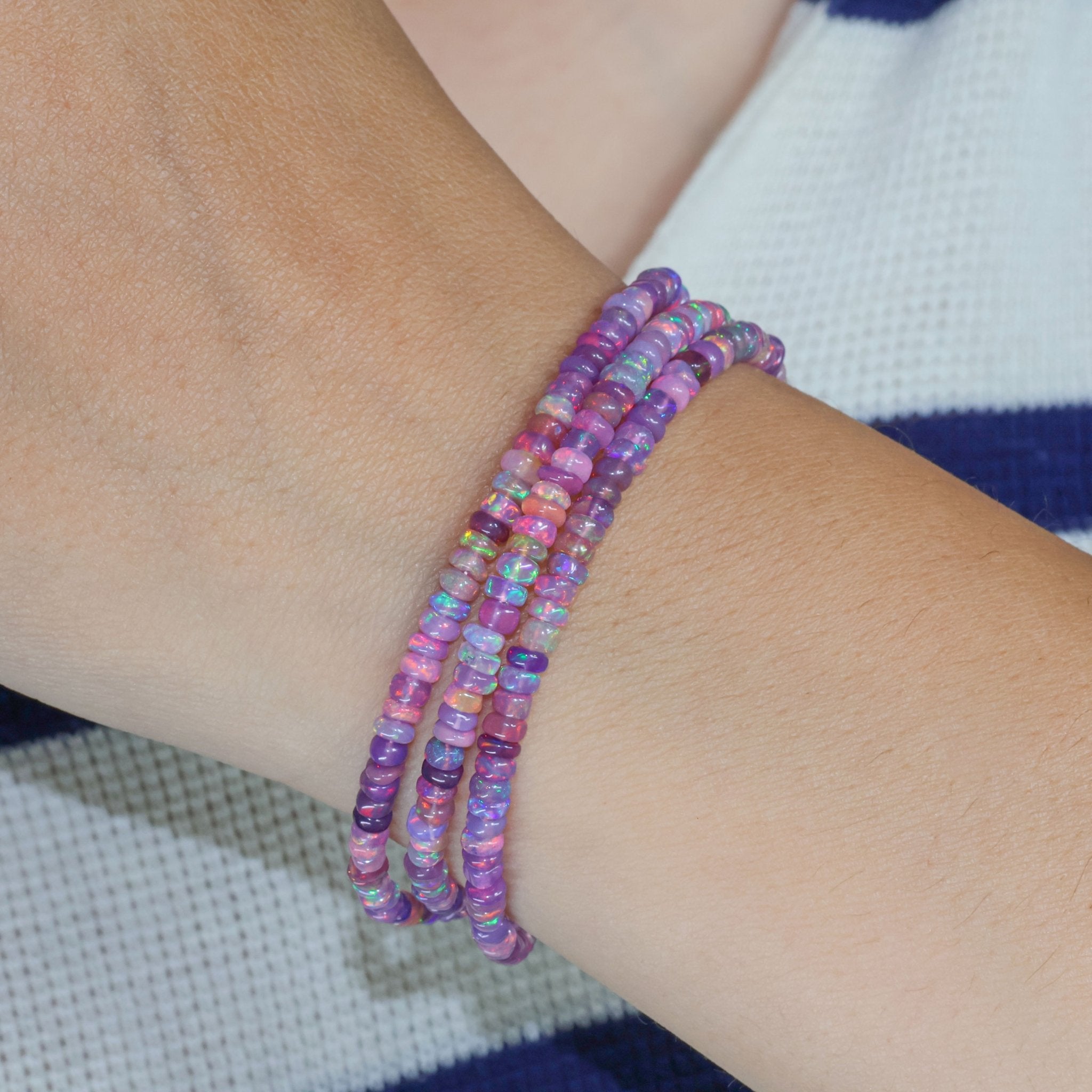 Natural Purple Opal 3 Strand Plain Beaded Bracelet - Goodstone Jewels