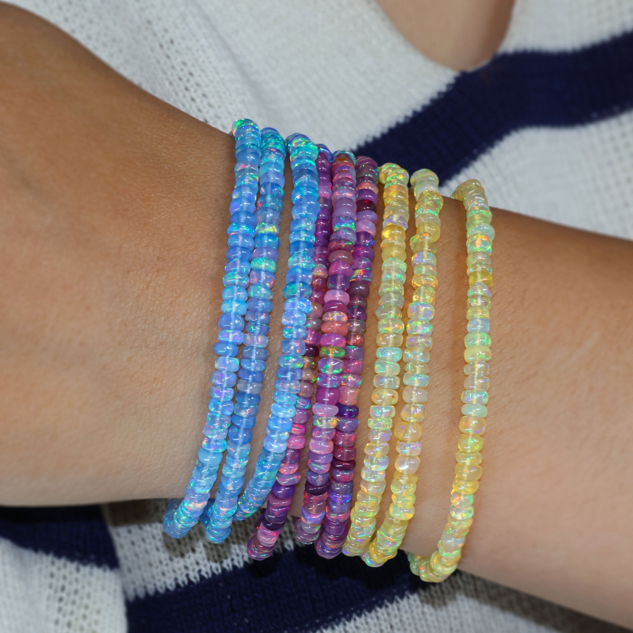 Natural Purple Opal 3 Strand Plain Beaded Bracelet - Goodstone Jewels