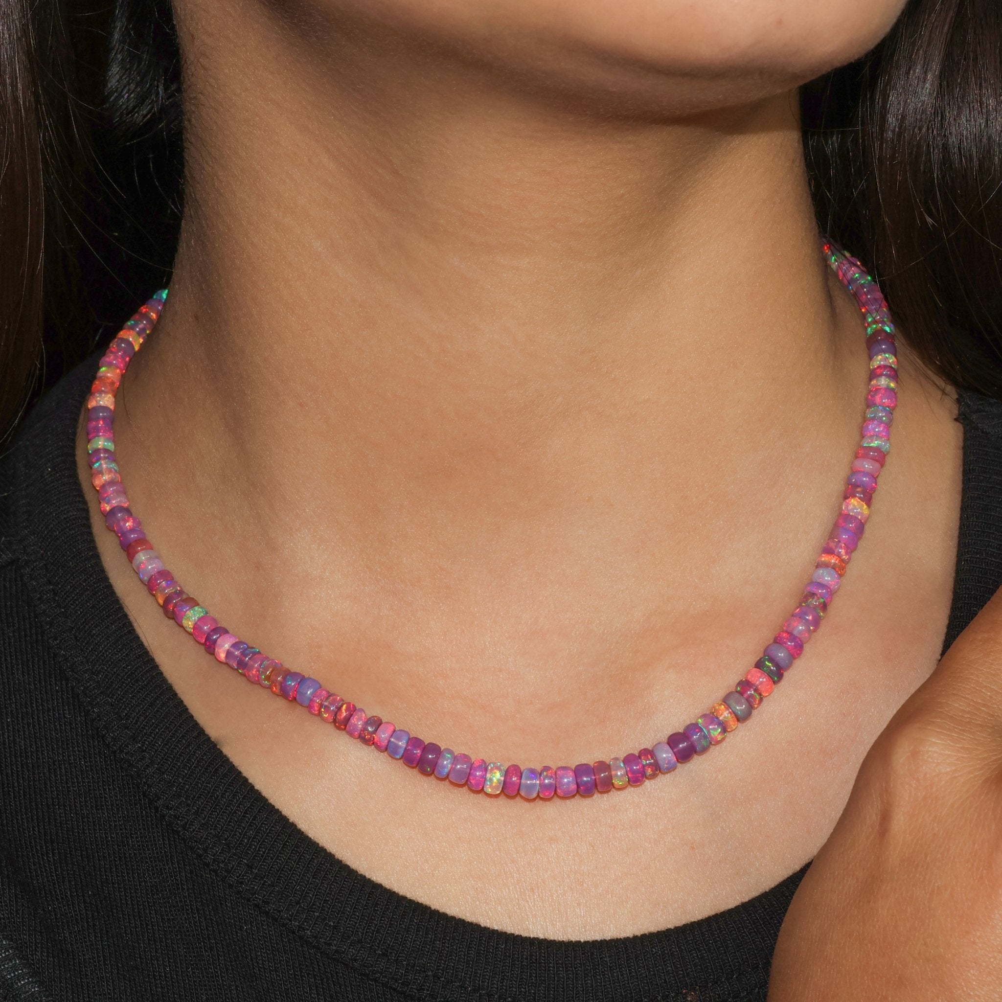 Natural Purple Opal Dark Color Plain Beaded Necklace - Goodstone Jewels