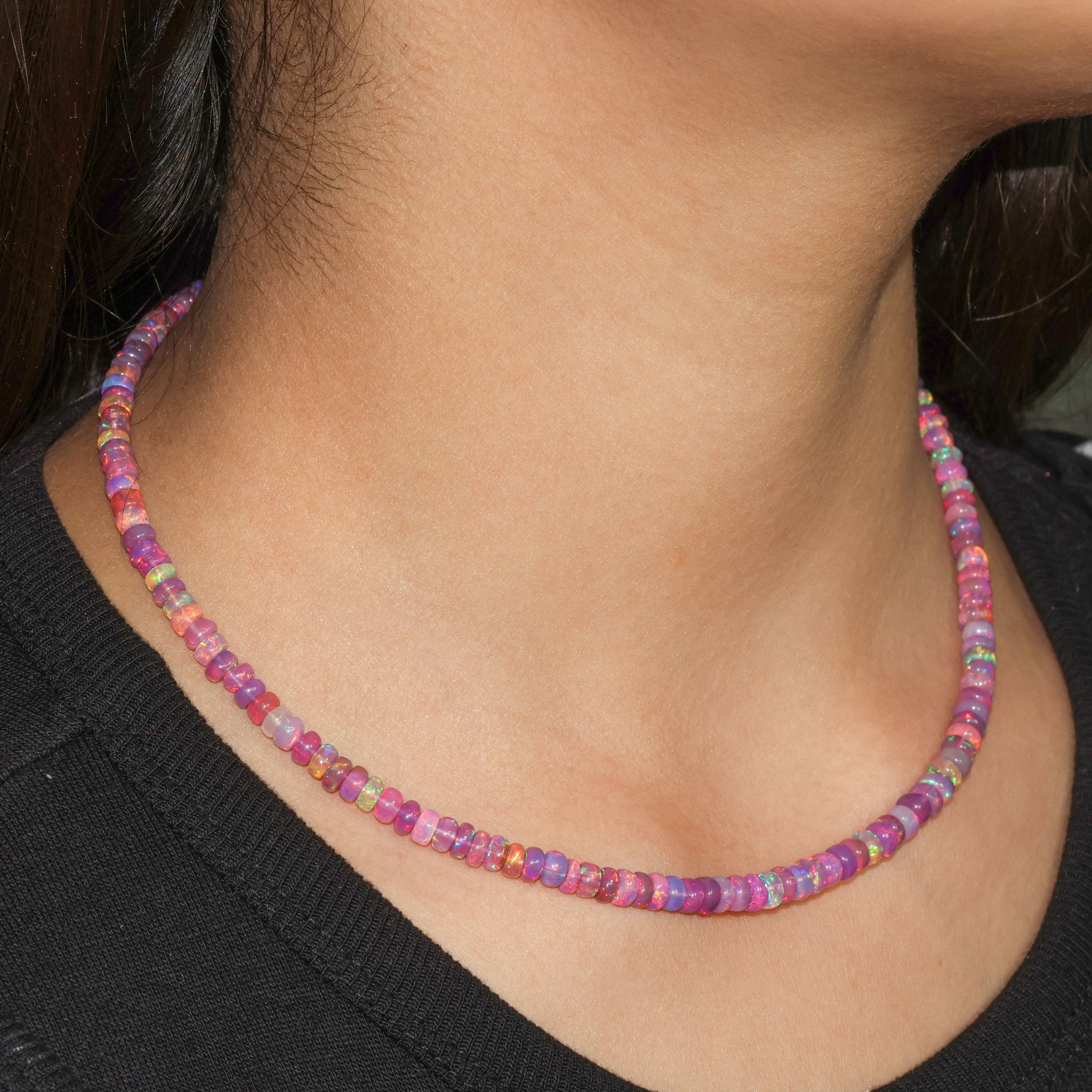 Natural Purple Opal Dark Color Plain Beaded Necklace - Goodstone Jewels