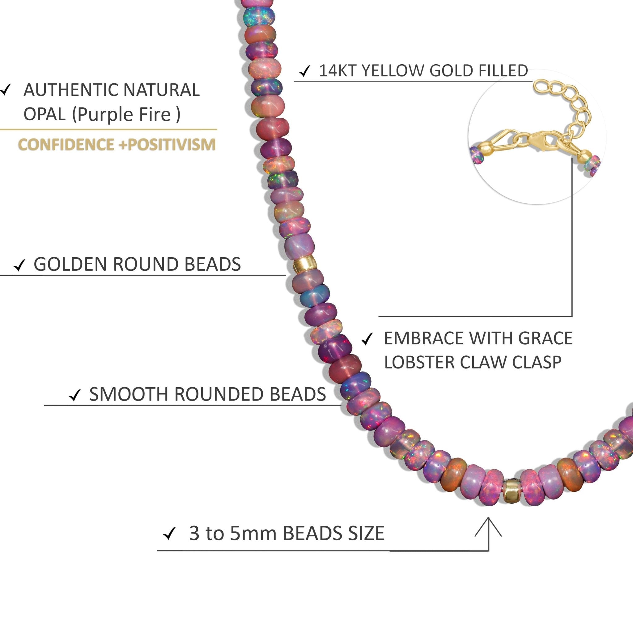 Natural Purple Opal Plain Beaded Necklace for Women - Goodstone Jewels