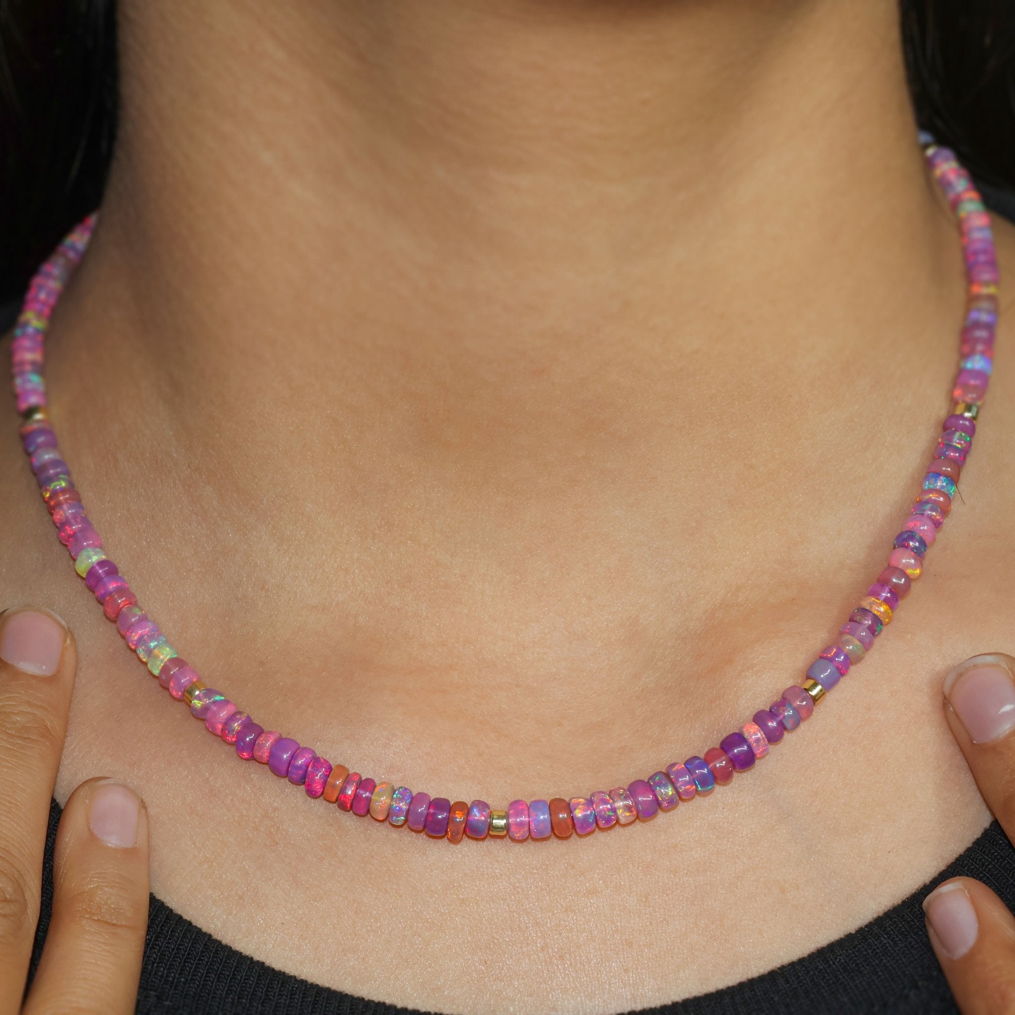 Natural Purple Opal Plain Beaded Necklace for Women - Goodstone Jewels