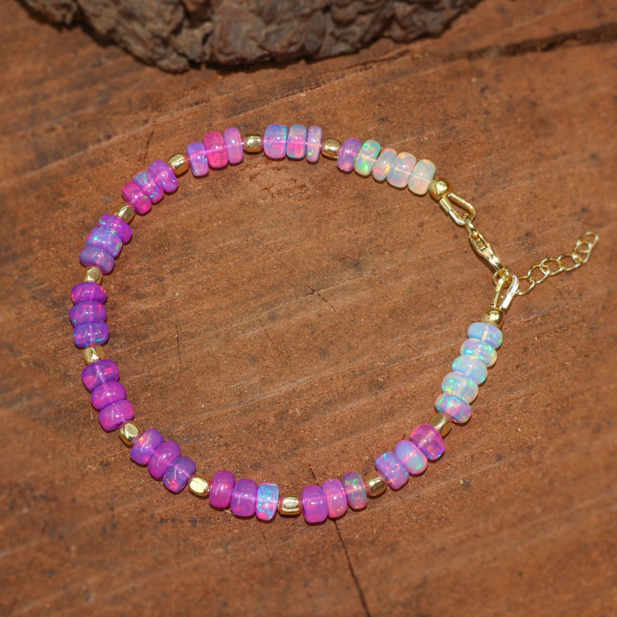 Natural Purple Opal Shaded Dainty Beaded Bracelet Gold Filled Handmade Bracelets - Goodstone Jewels