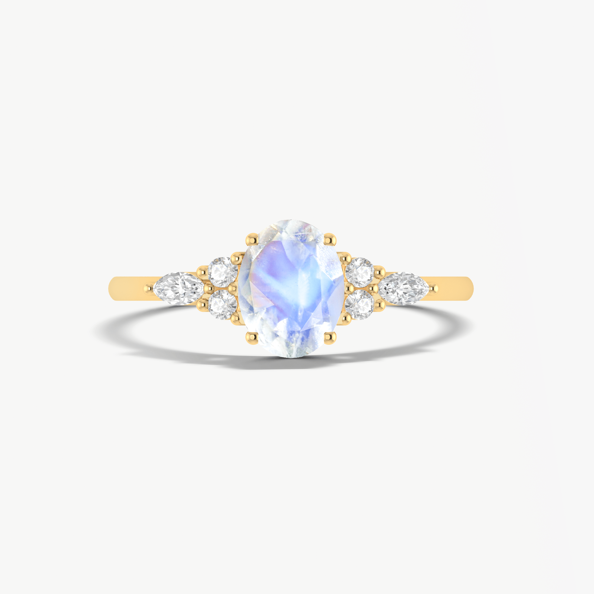 Natural Rainbow moonstone oval shape stone Engagement ring - Goodstone Jewels