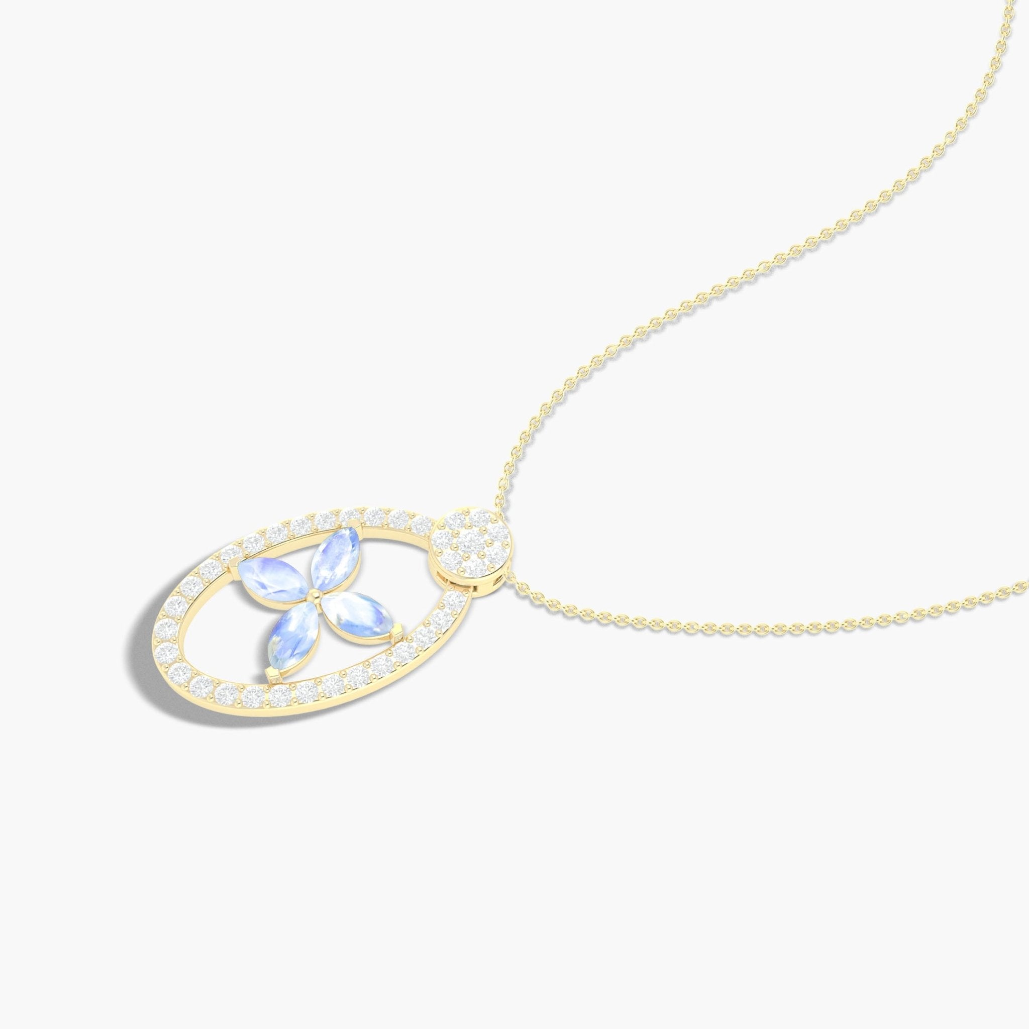 Natural Rainbow Moonstone OX Style Charm Pendant Necklace - Goodstone Jewels