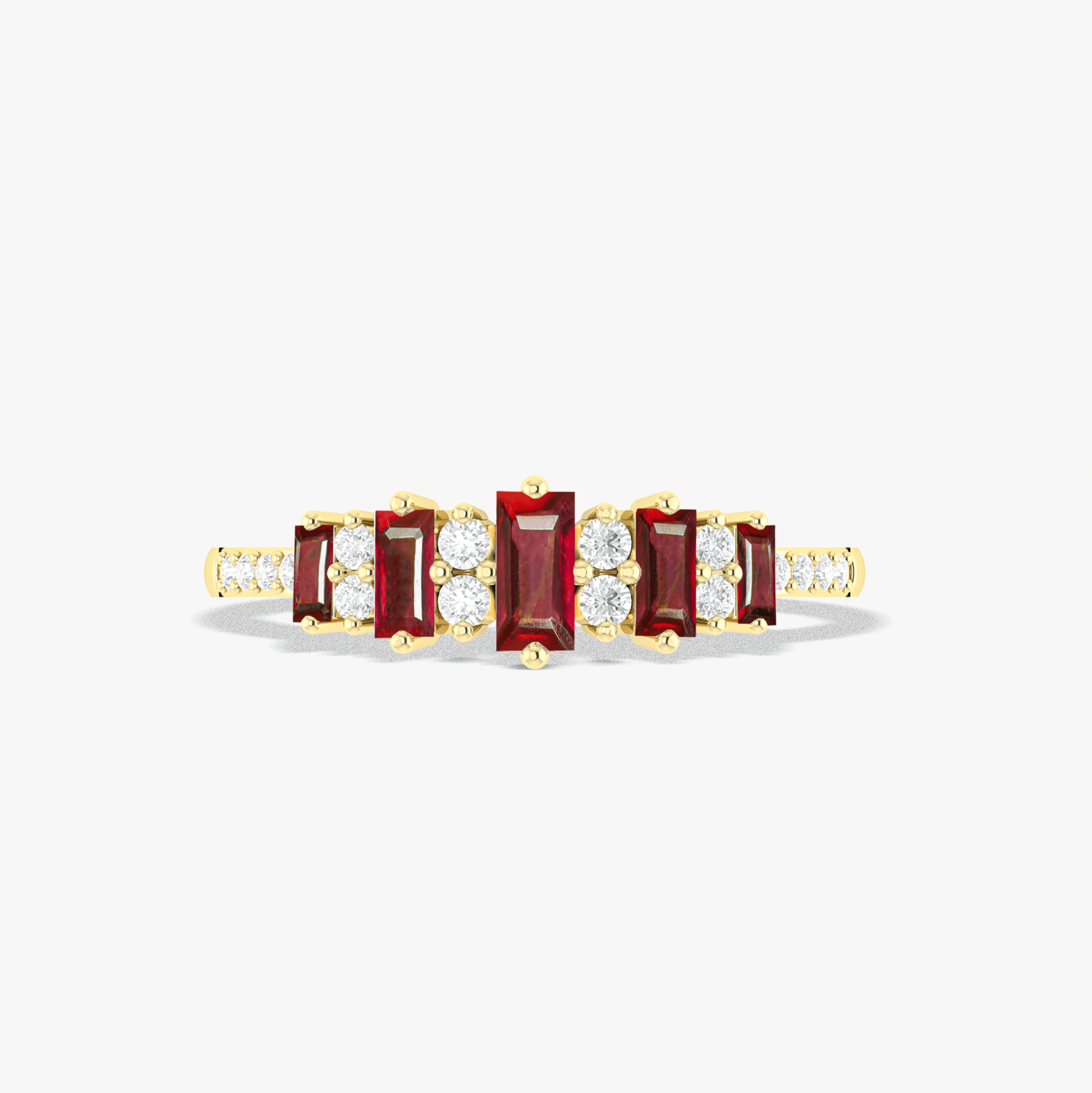 Natural Red Baguette Ruby Gemstone Ring - Goodstone Jewels