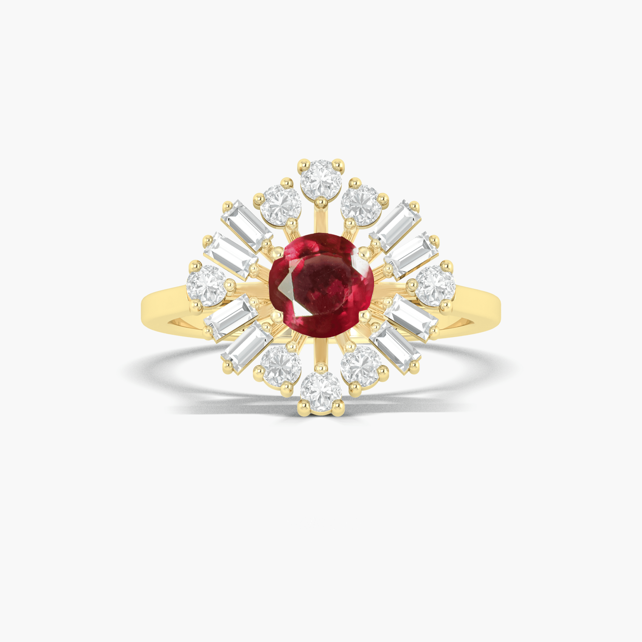 Natural Red Rose Round ruby Statement ring - Goodstone Jewels