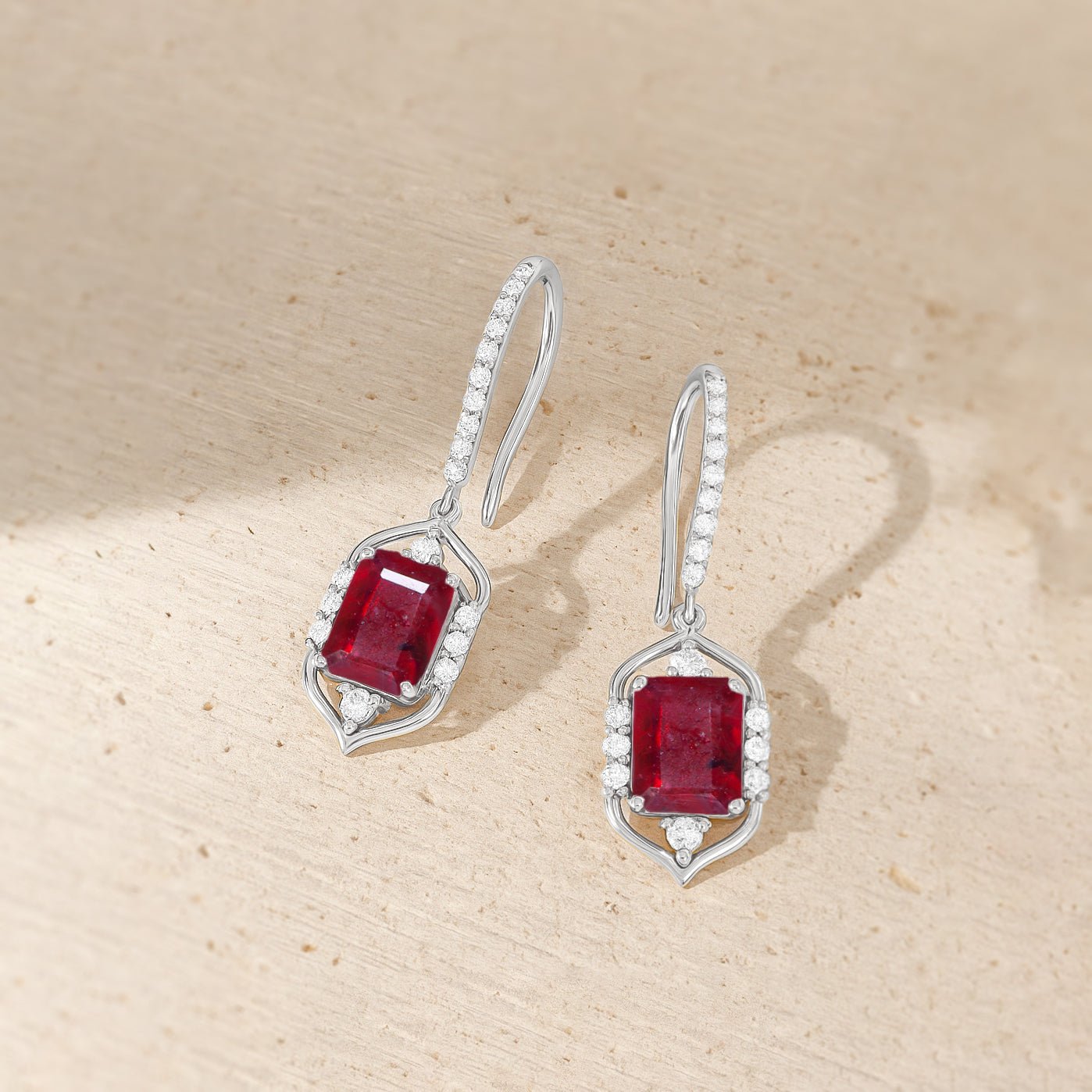 Natural Red Ruby Drop and Dangle Silver Earrings - Goodstone Jewels