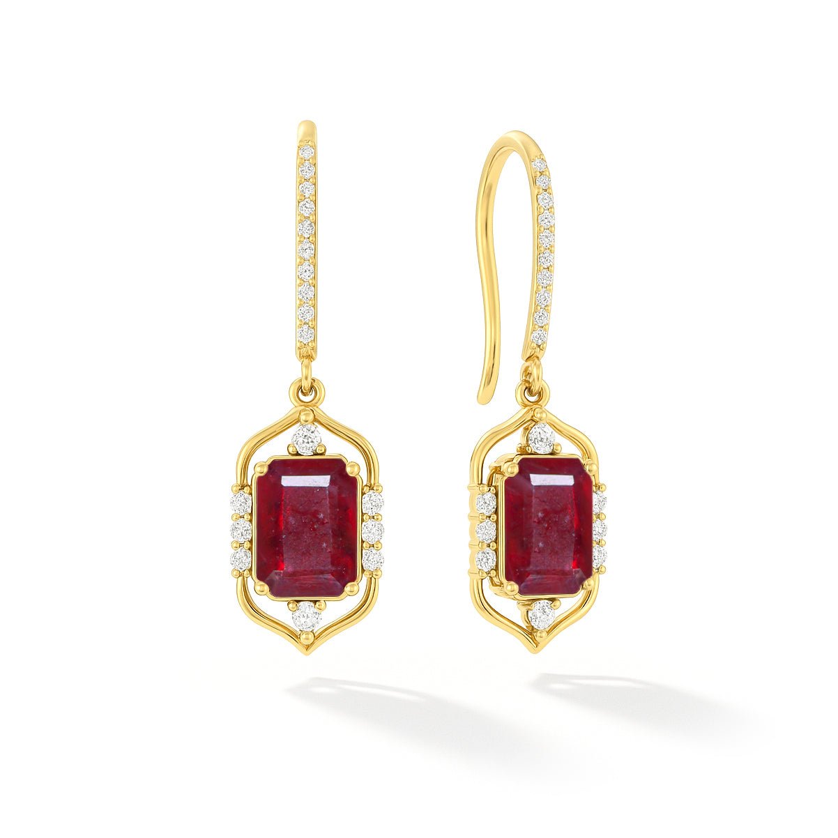 Natural Red Ruby Drop and Dangle Silver Earrings - Goodstone Jewels