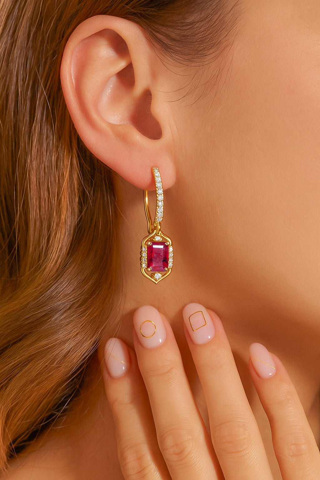 Natural Red Ruby Drop and Dangle Silver Earrings - Goodstone Jewels