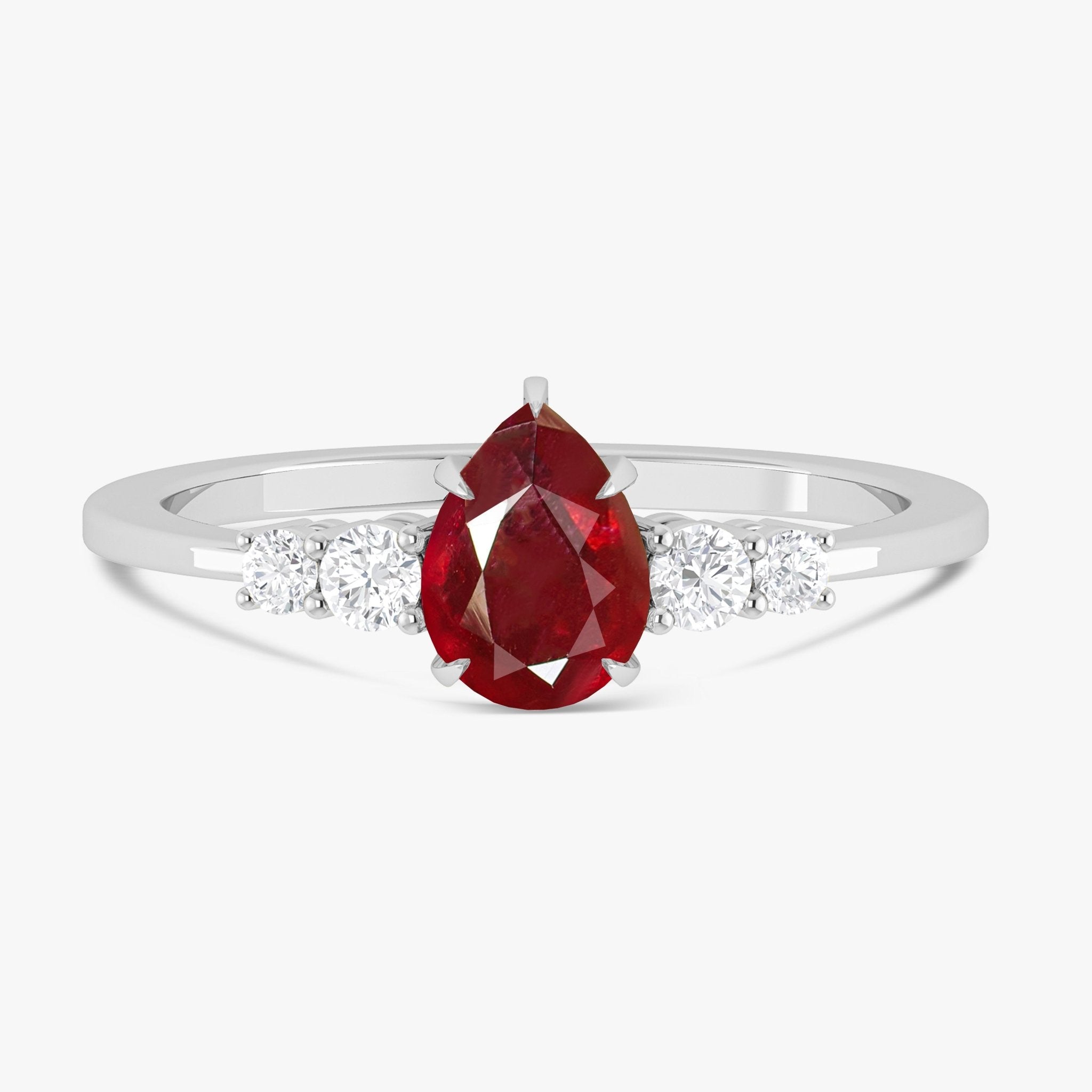 Natural Red Ruby Faceted Pear Ring - Goodstone Jewels