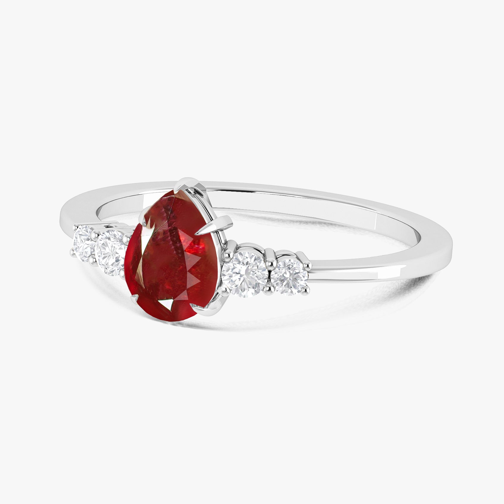 Natural Red Ruby Faceted Pear Ring - Goodstone Jewels