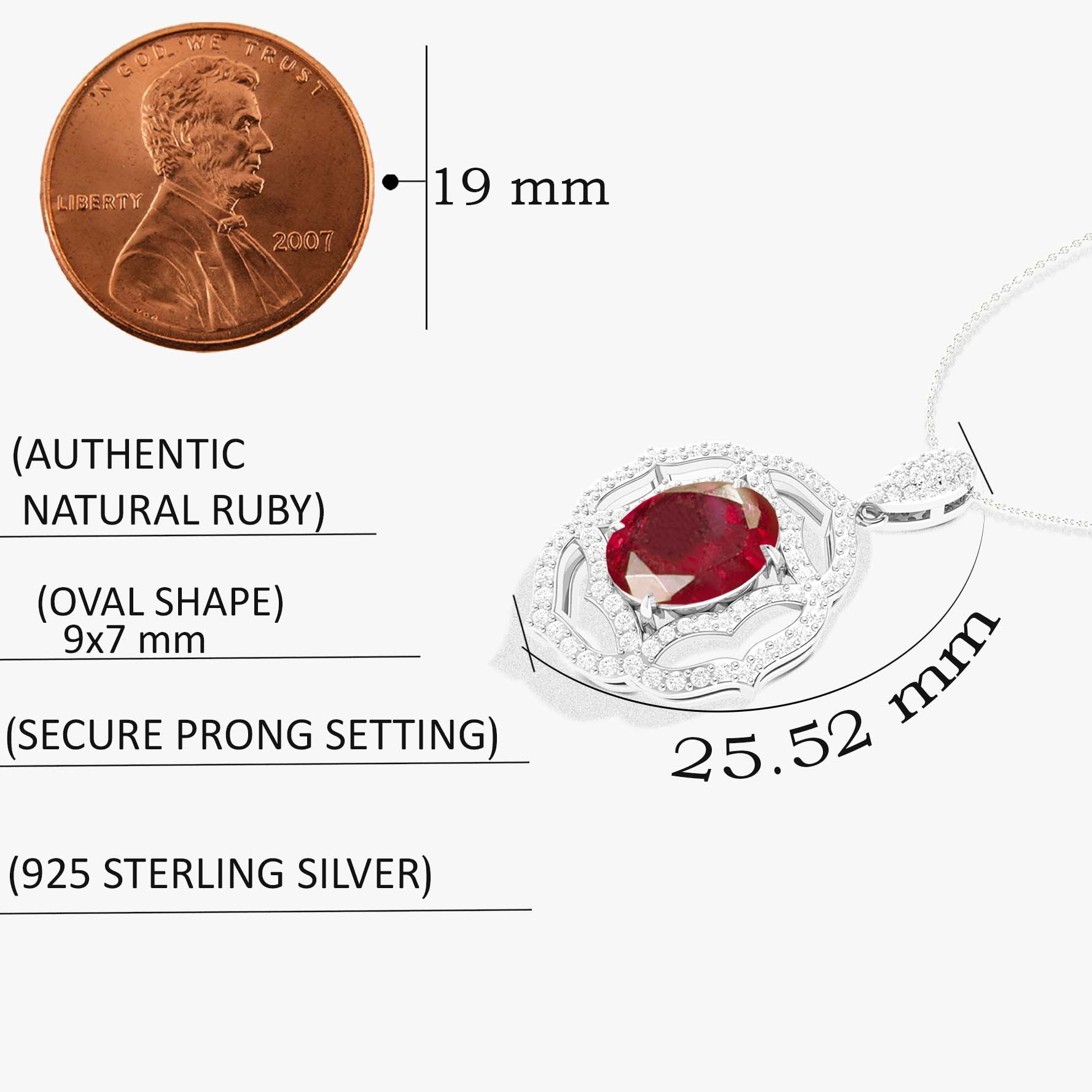 Natural Red Ruby Gemstone Charm Pendant Necklace - Goodstone Jewels