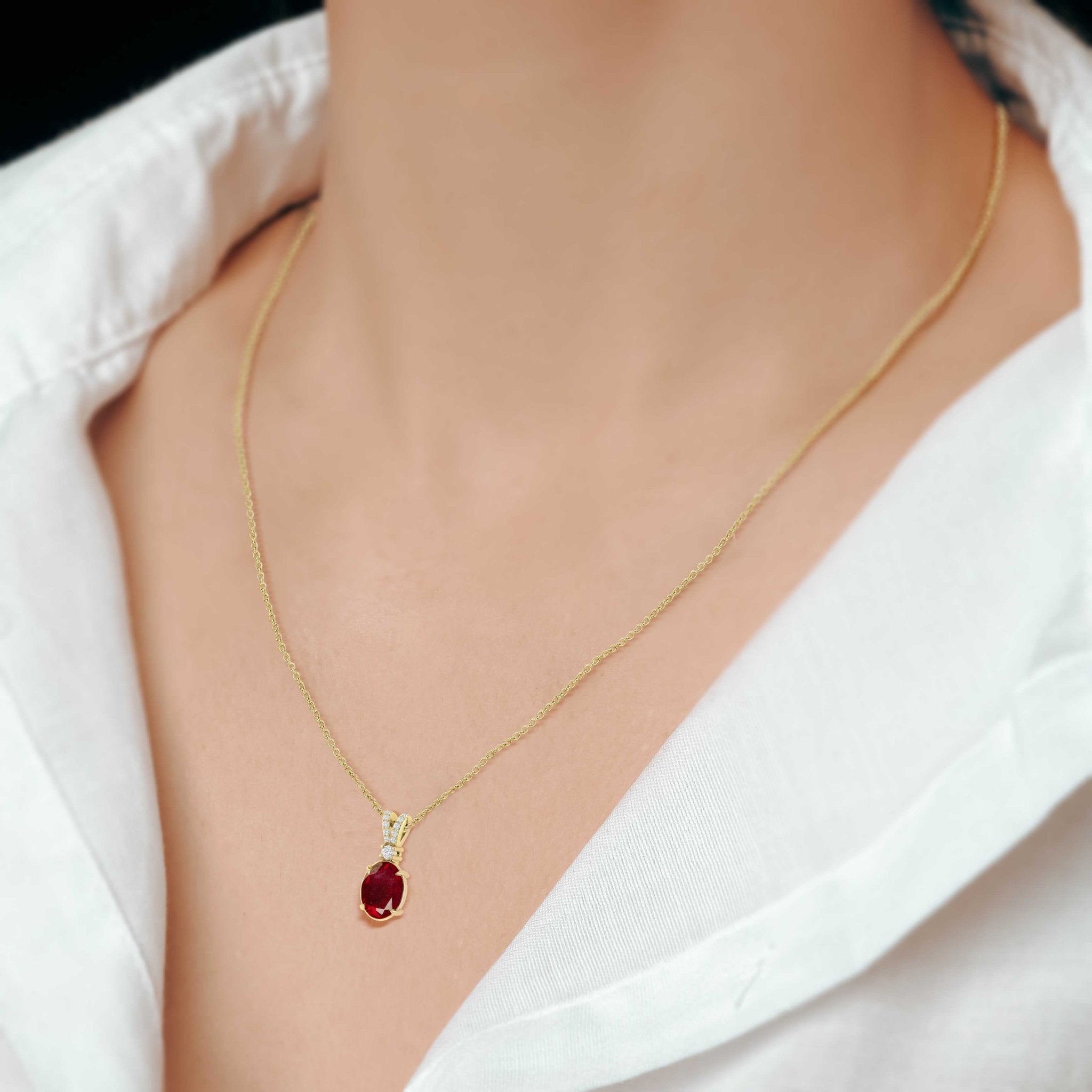 Natural Red Ruby Gemstone Pendant Necklace - Goodstone Jewels