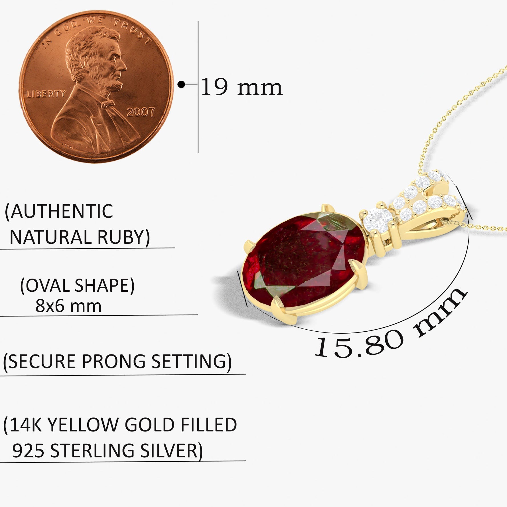 Natural Red Ruby Gemstone Pendant Necklace - Goodstone Jewels