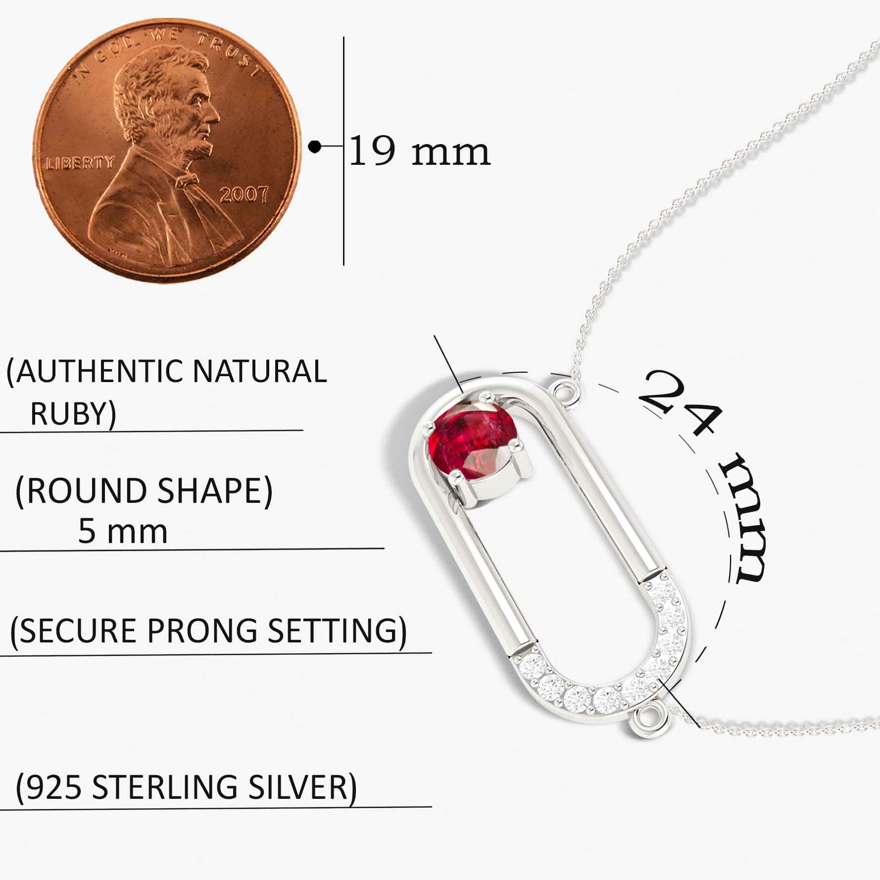 Natural Round Ruby Pendant chain necklace for women - Goodstone Jewels