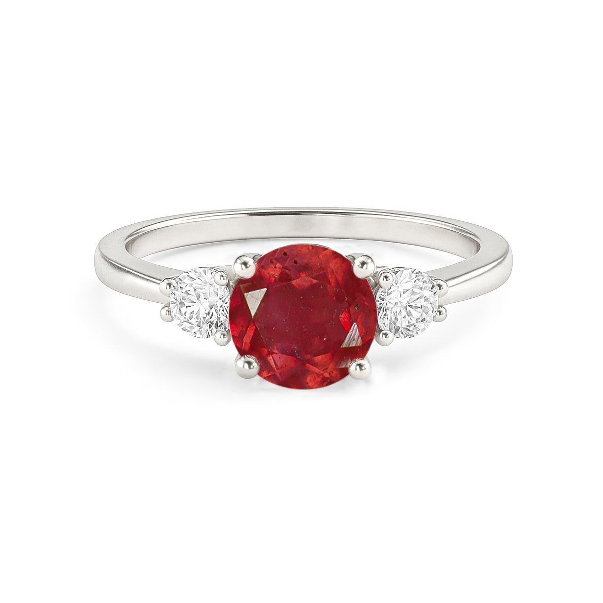 Natural Ruby and Cubic Zircon Birthstone Trilogy Ring - Goodstone Jewels