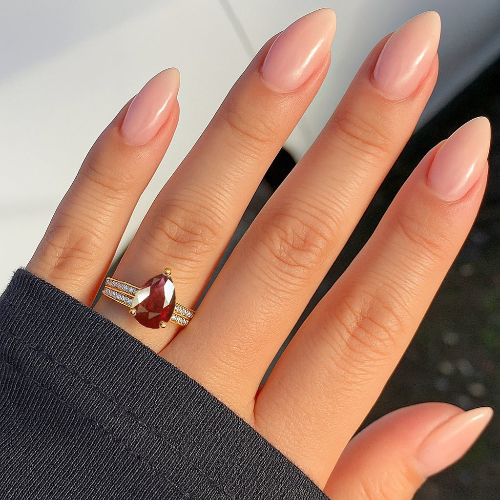 Natural Ruby and White Zircon Solitaire with Accents Ring - Goodstone Jewels