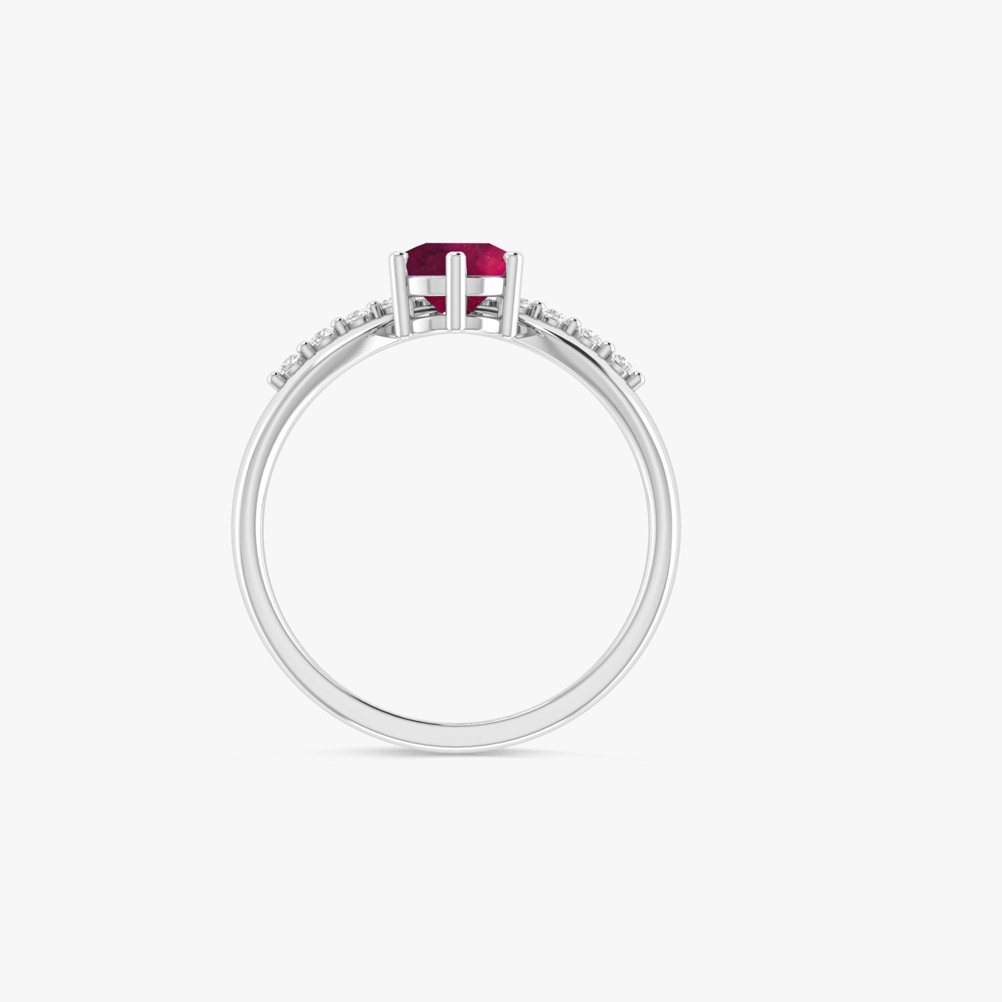 Natural Ruby and White Zircon Sparkling Wishbone Ring - Goodstone Jewels