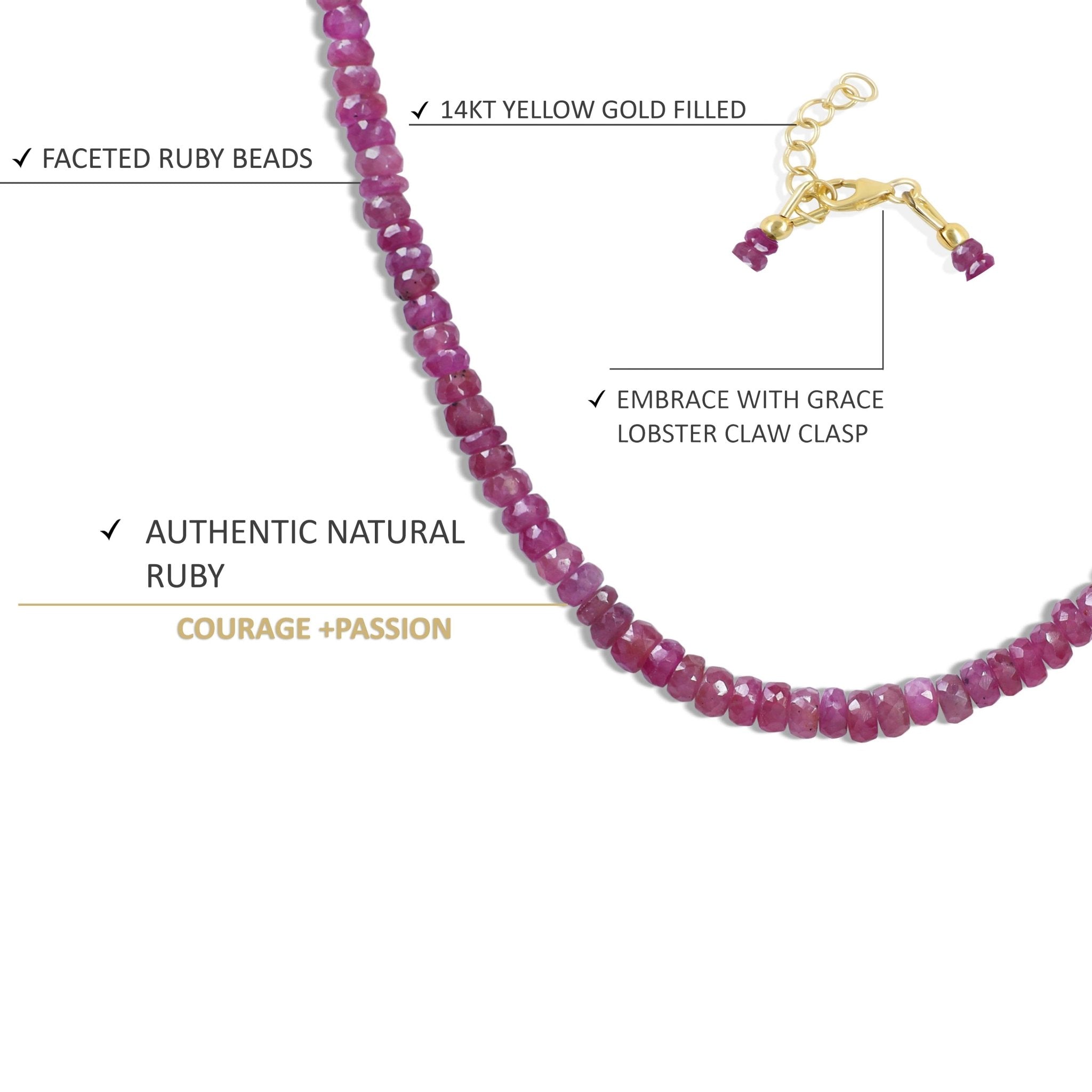 Natural Ruby Beaded Necklace for Valentine Day Gift - Goodstone Jewels