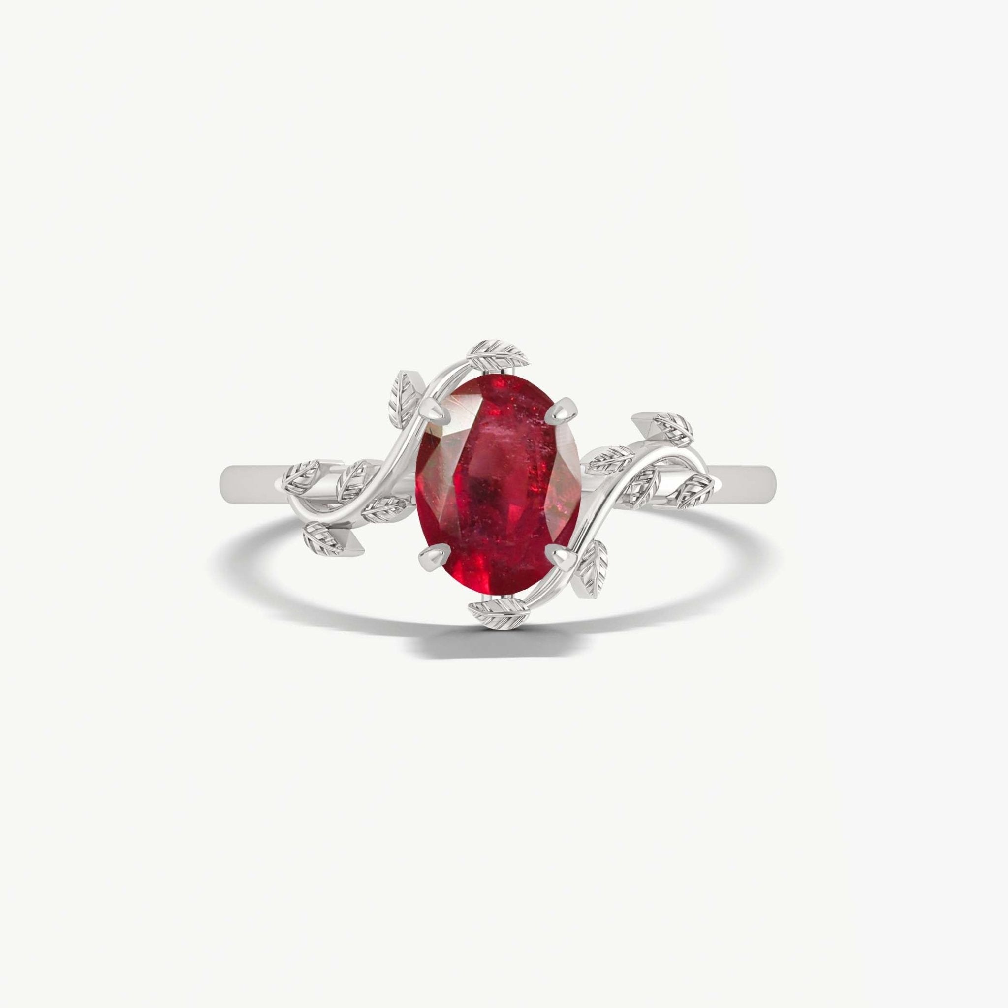 Natural Ruby Bypass Leaf Style Ring - Goodstone Jewels