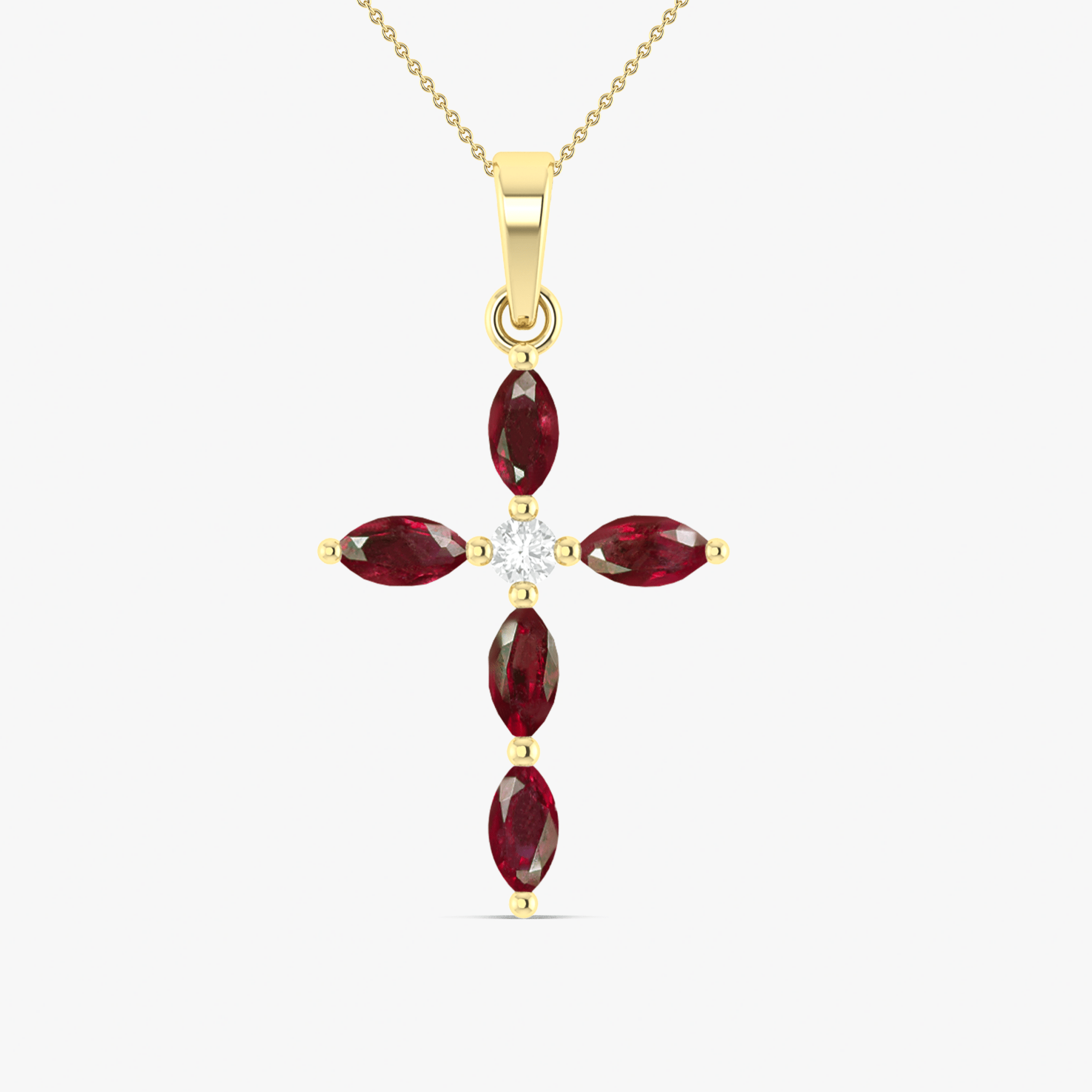 Natural Ruby Cross Charm Pendant Necklace - Goodstone Jewels