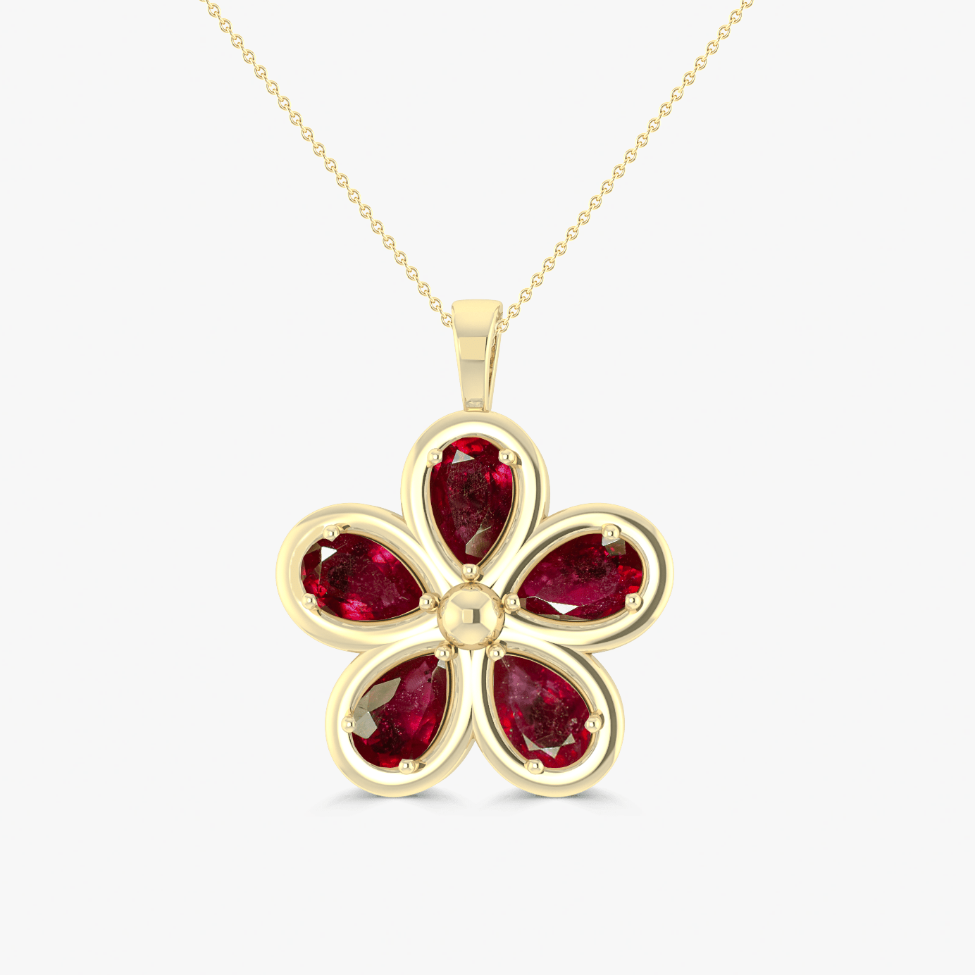 Natural Ruby Flower Style Pendant Chain Necklace - Goodstone Jewels