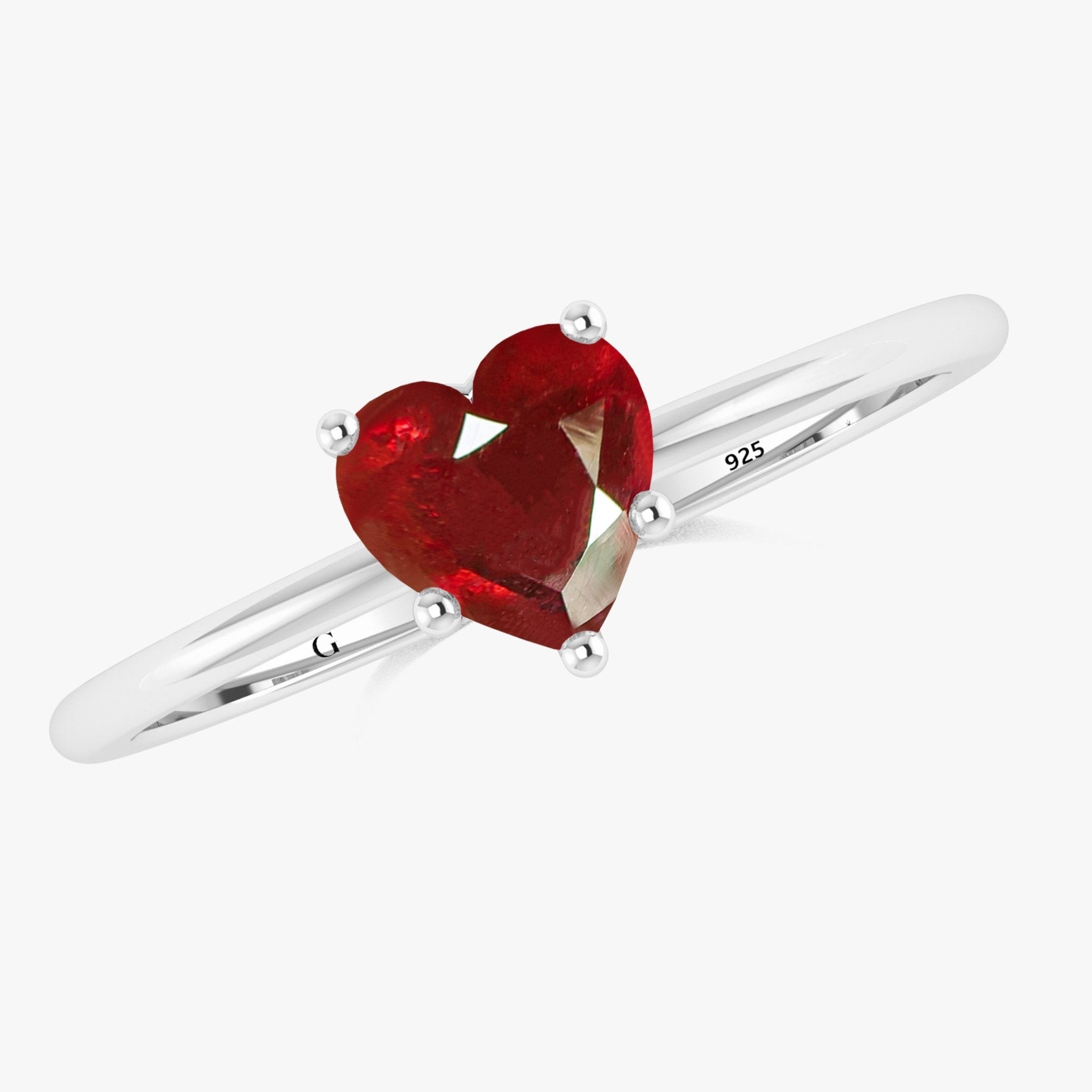 Natural Ruby Gemstone Heart Ring in Yellow Gold Filled & 925 Silver - Goodstone Jewels
